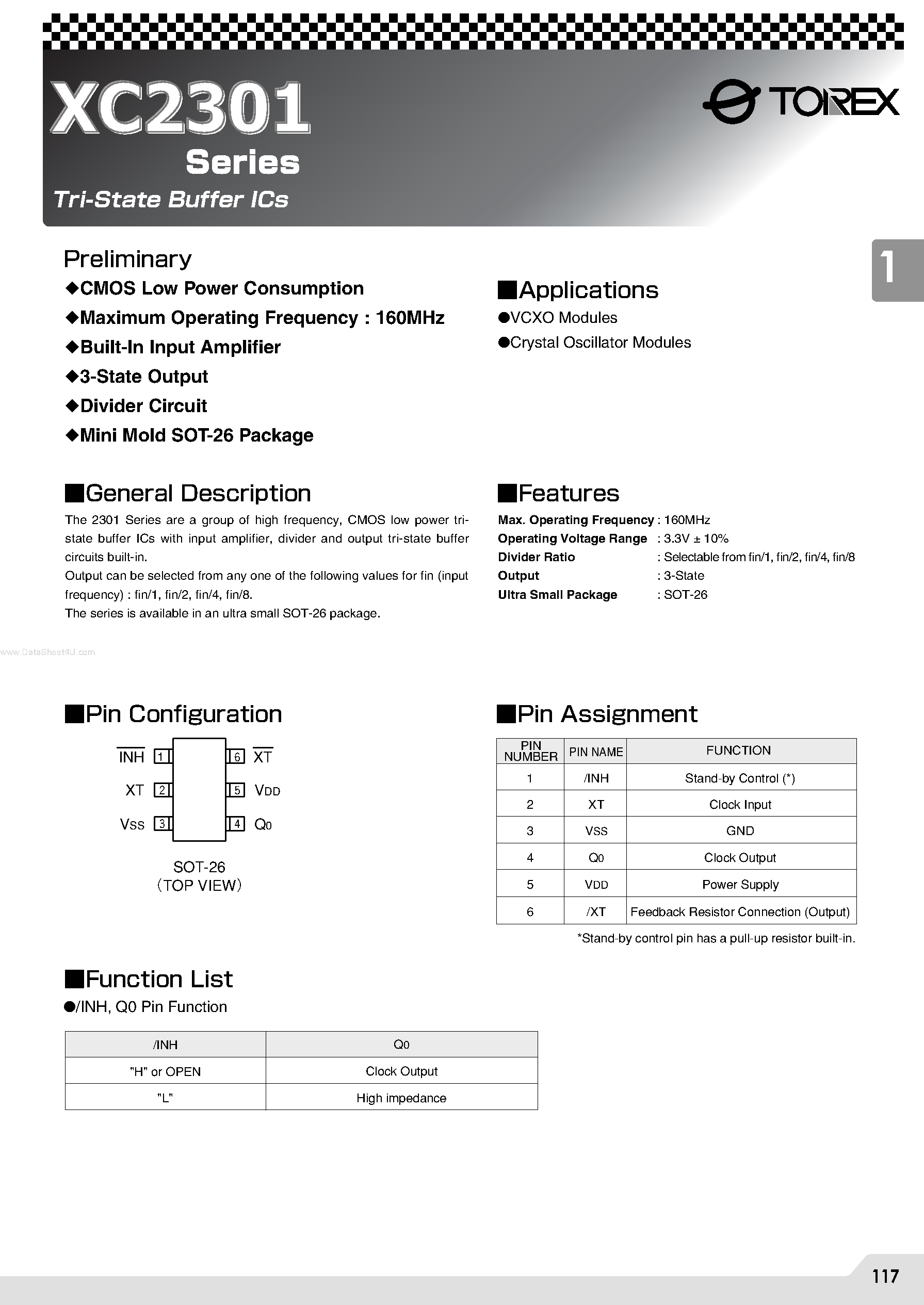Даташит XC2301 - Tri-State Buffer ICs страница 1