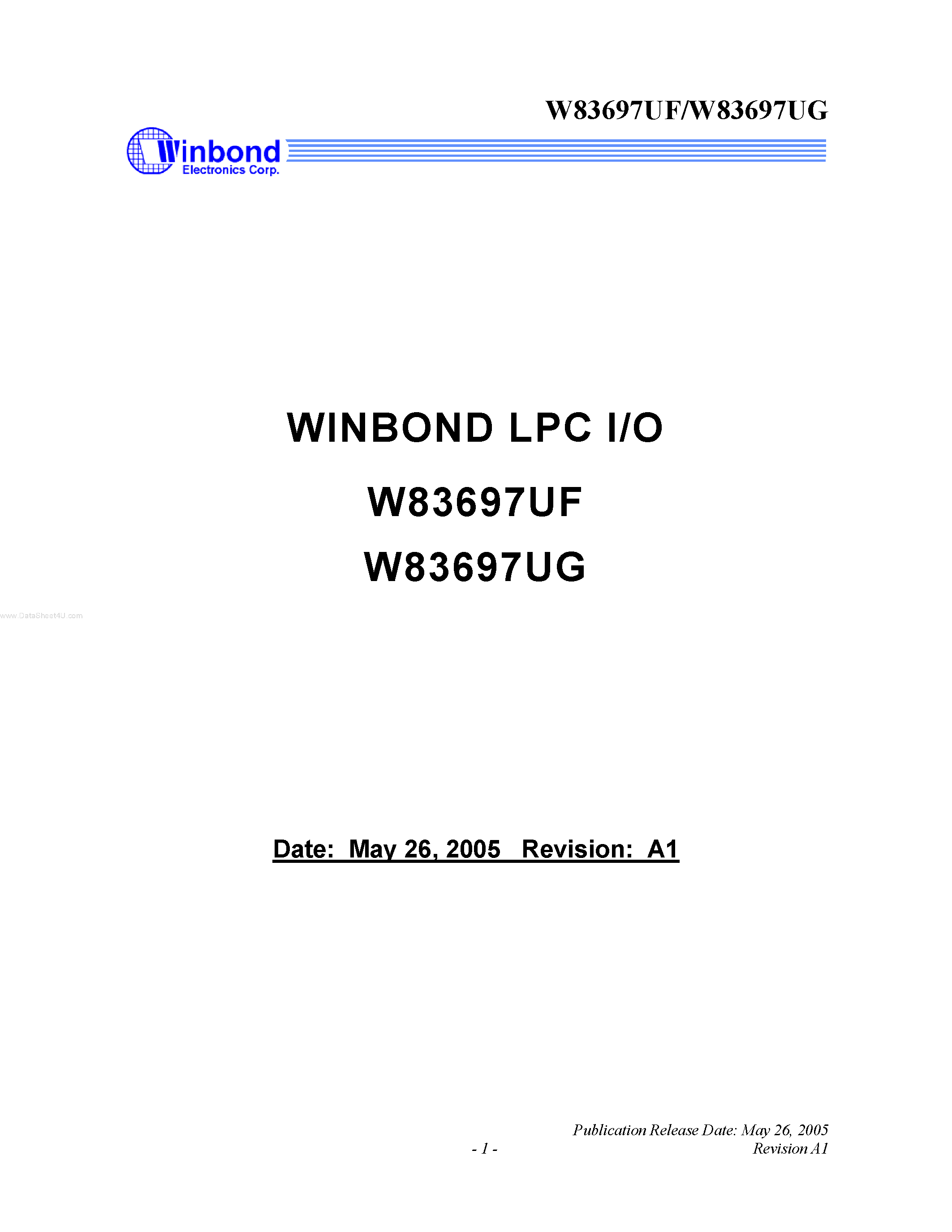 Datasheet W83697UF - LPC I/O page 1