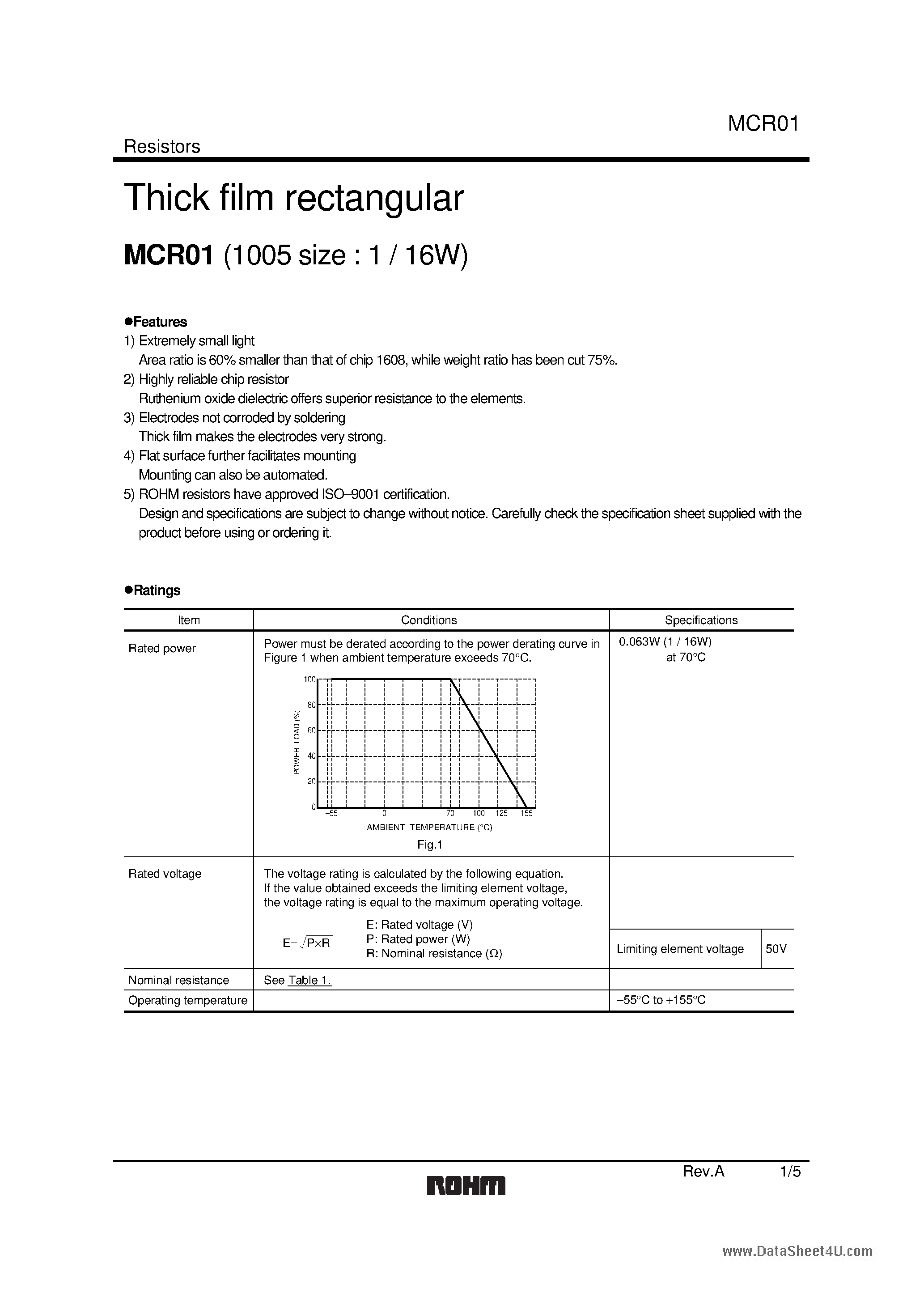 Даташит MCR01 - Thick film rectangular страница 1