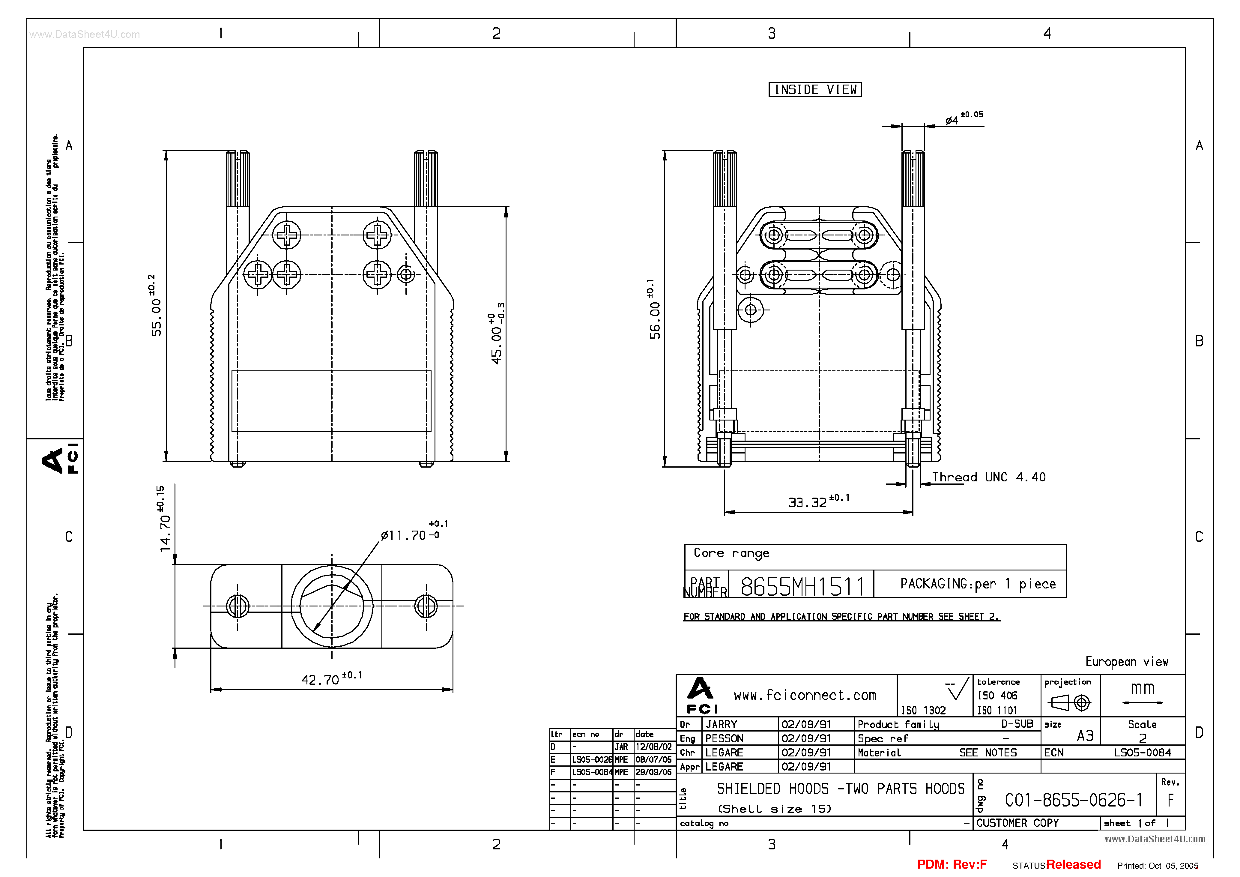 Datasheet 8655MH1501 - SHIELDED HOODS - TWO PART HOODS page 1