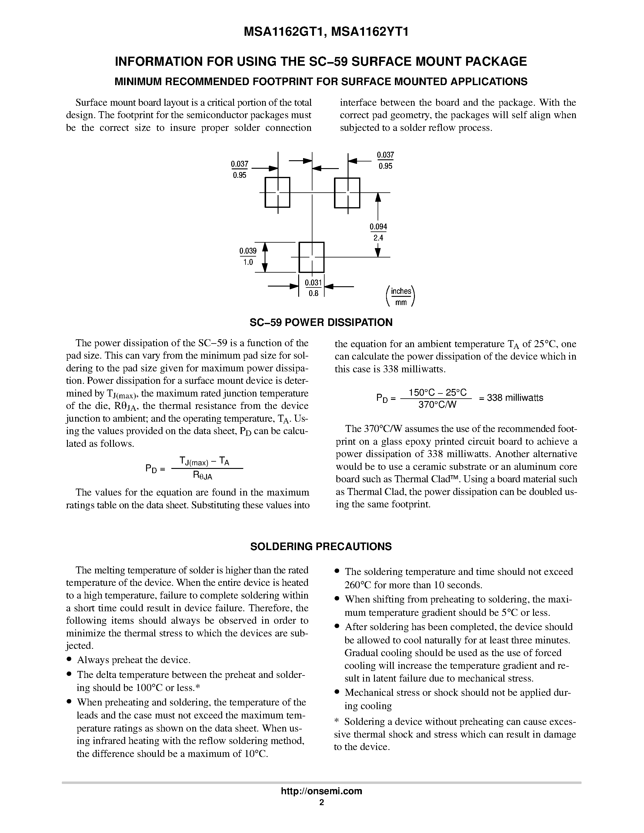 Datasheet MSA1162GT1 - (MSA1162GT1 / MSA1162YT1) General Purpose Amplifier Transistors page 2