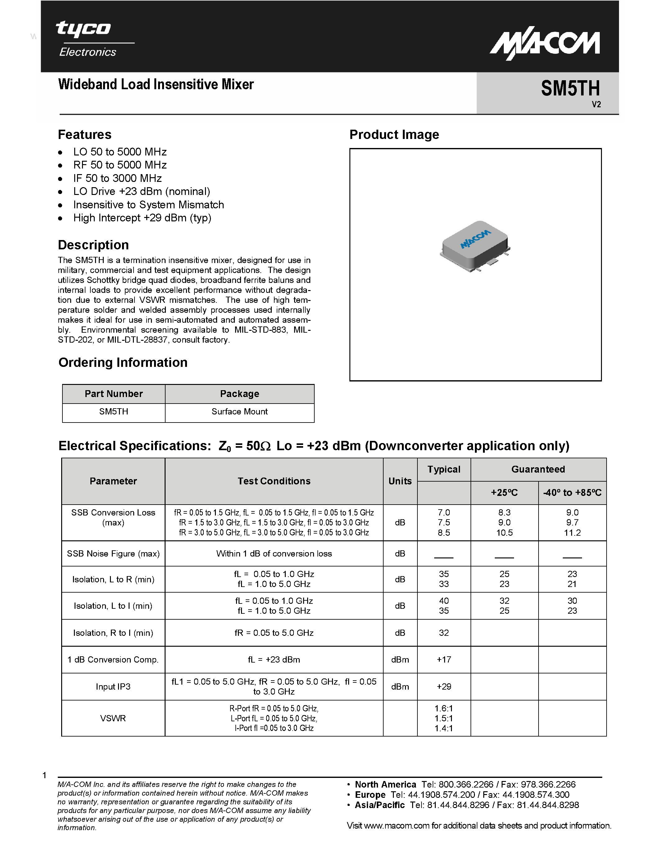 Datasheet SM5TH - Wideband Load Insensitive Mixer page 1
