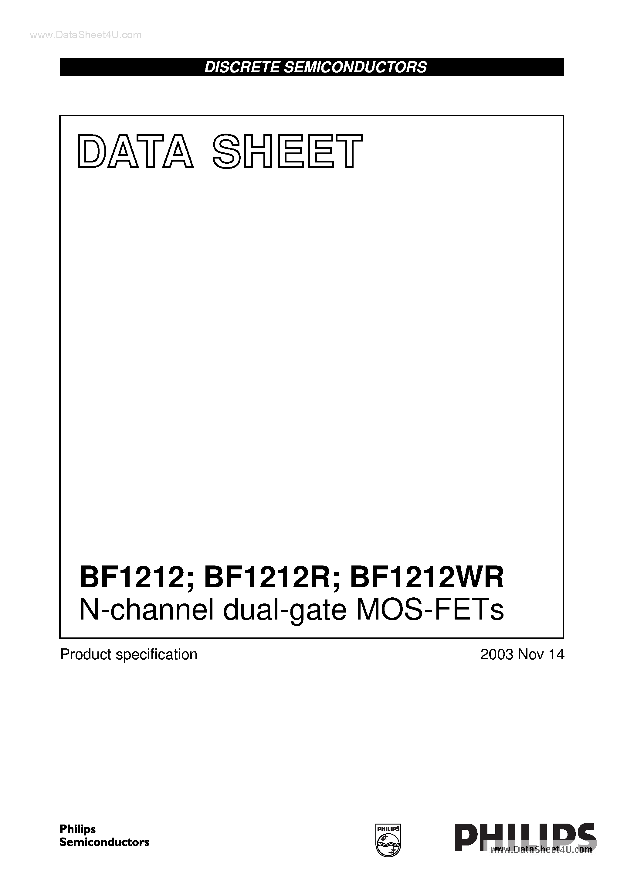 Даташит BF1212 - N-channel dual-gate MOS-FETs страница 1