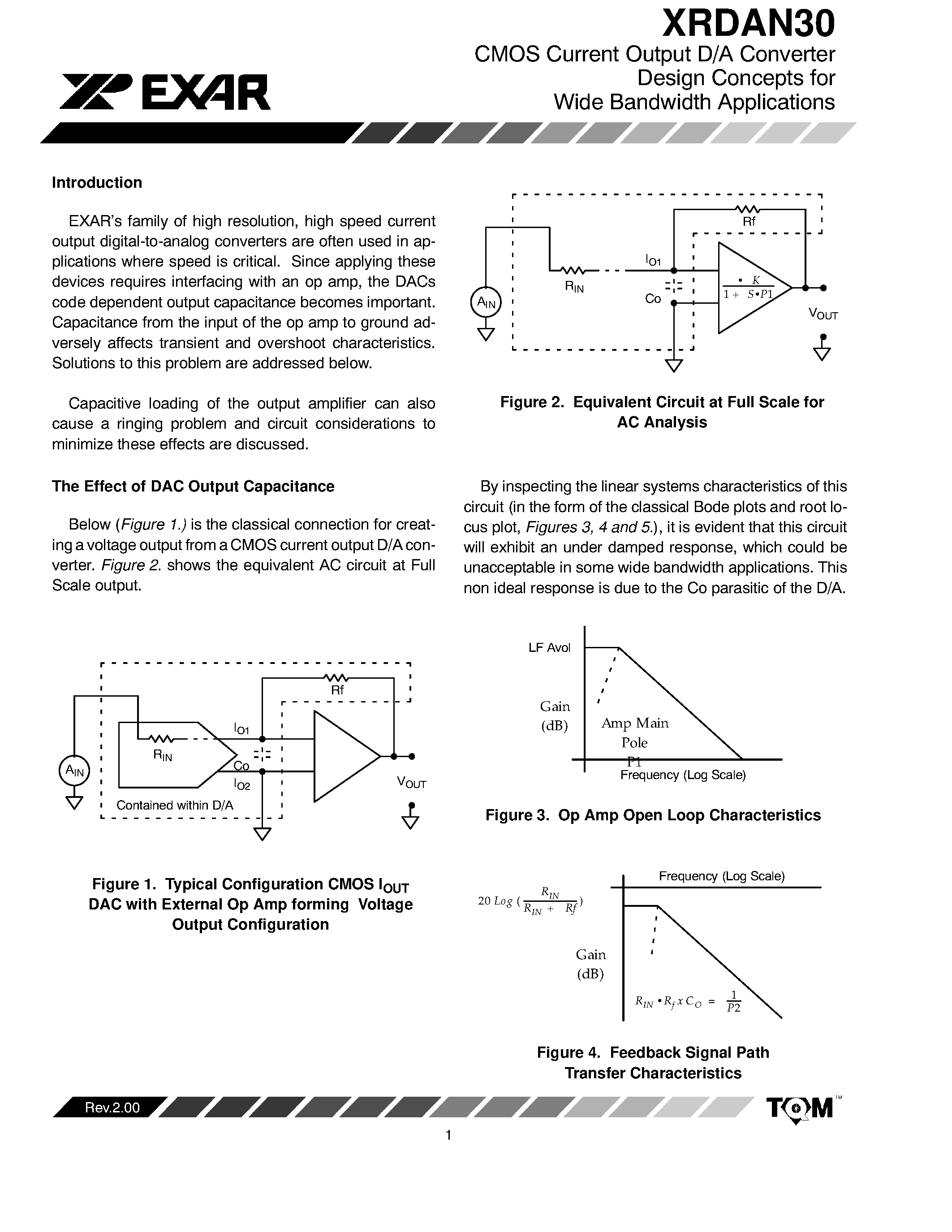 Datasheet XRDAN30 - CMOS Current Output D/A Converter Design Concepts page 1