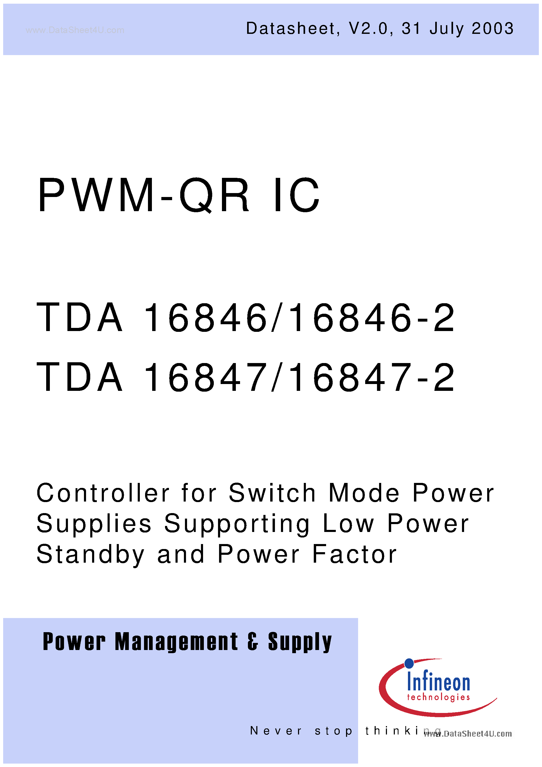 Даташит TDA16846 - (TDA1684x-x) Controller страница 1