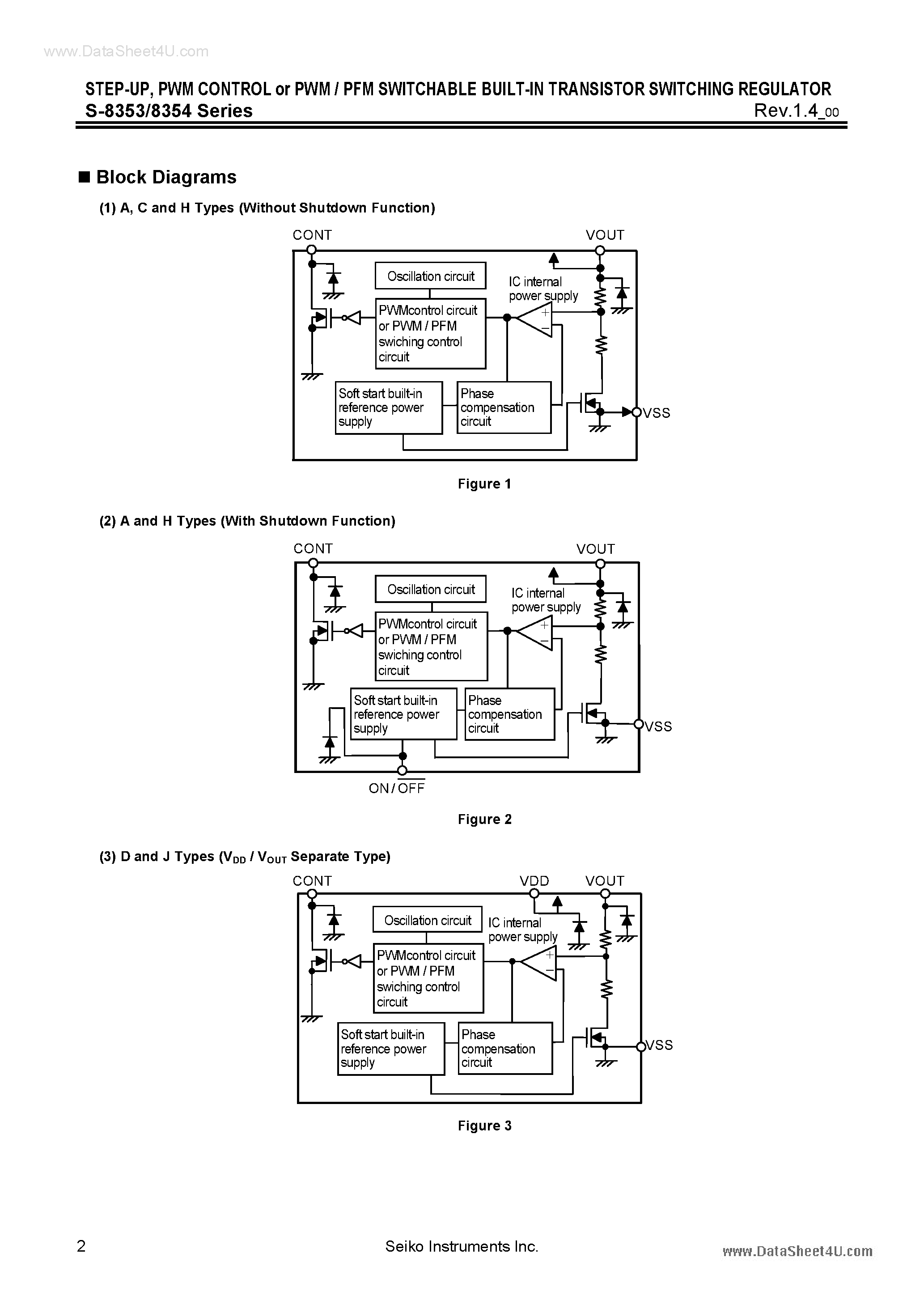 Datasheet S-8353 - (S-8353 / S-8354) PWM Control Switchable Built-in Transistor Switching Regulator page 2