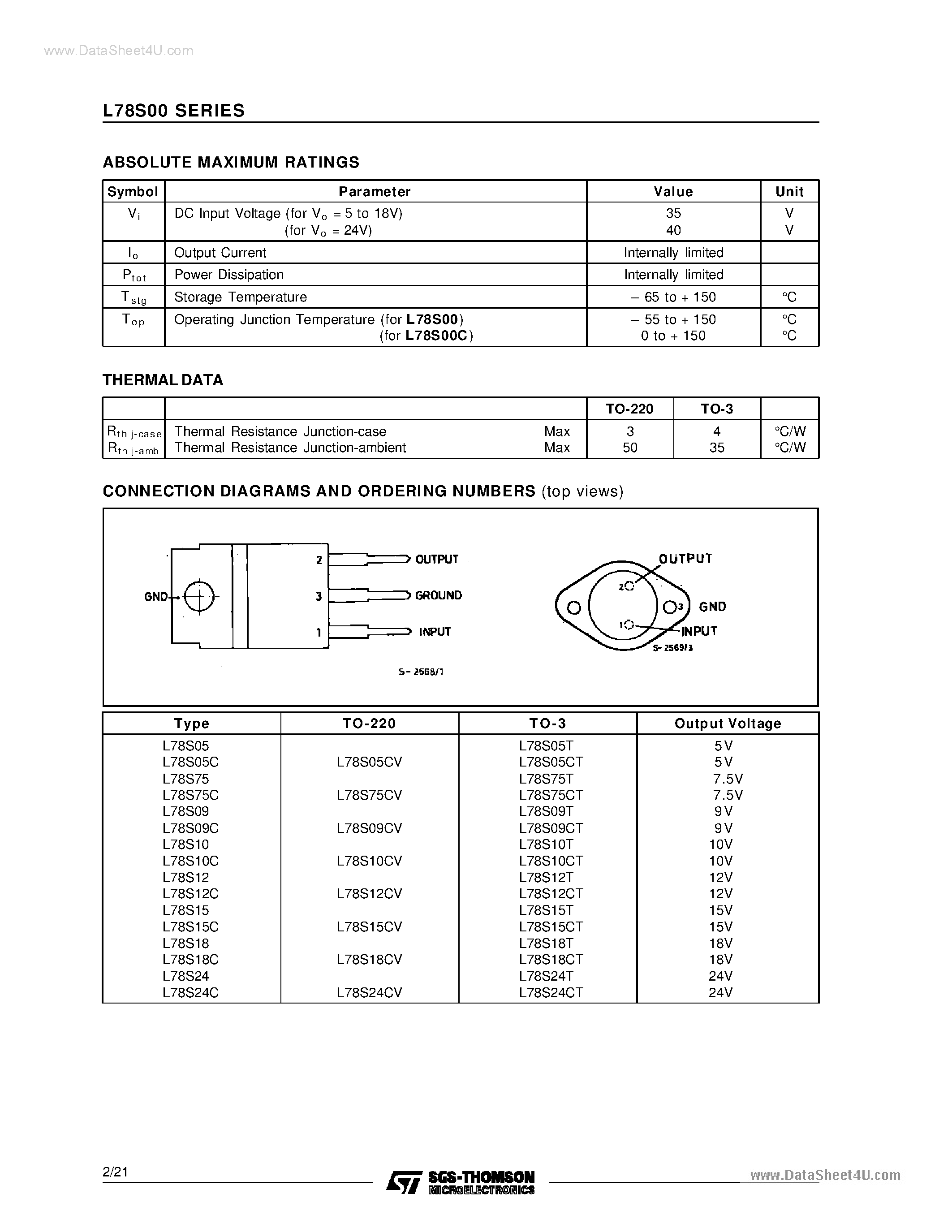 Datasheet 78S05 - Search -----> L78S05 page 2