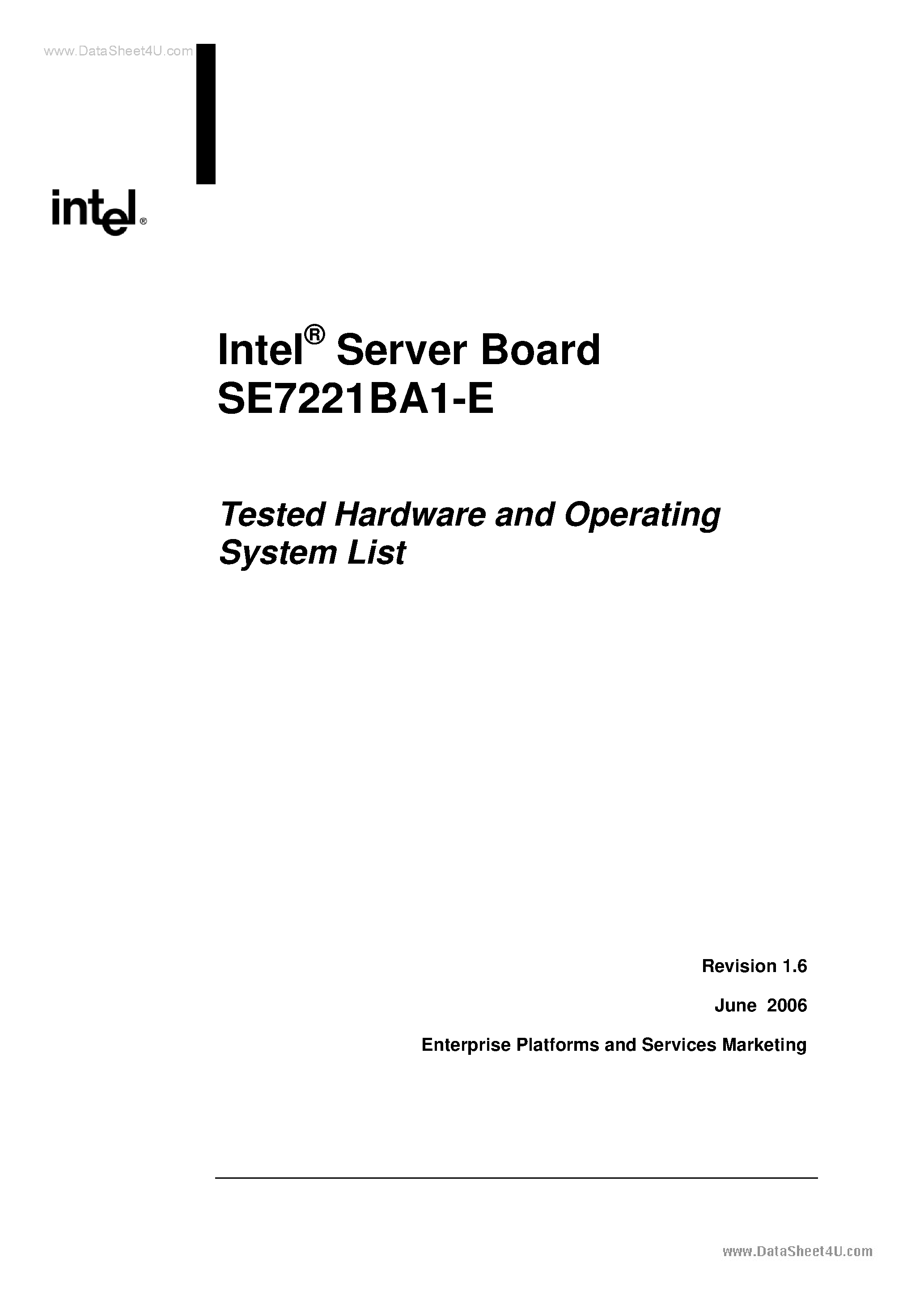 Datasheet SE7221BA1-E - Tested Hardware and Operating System List page 1