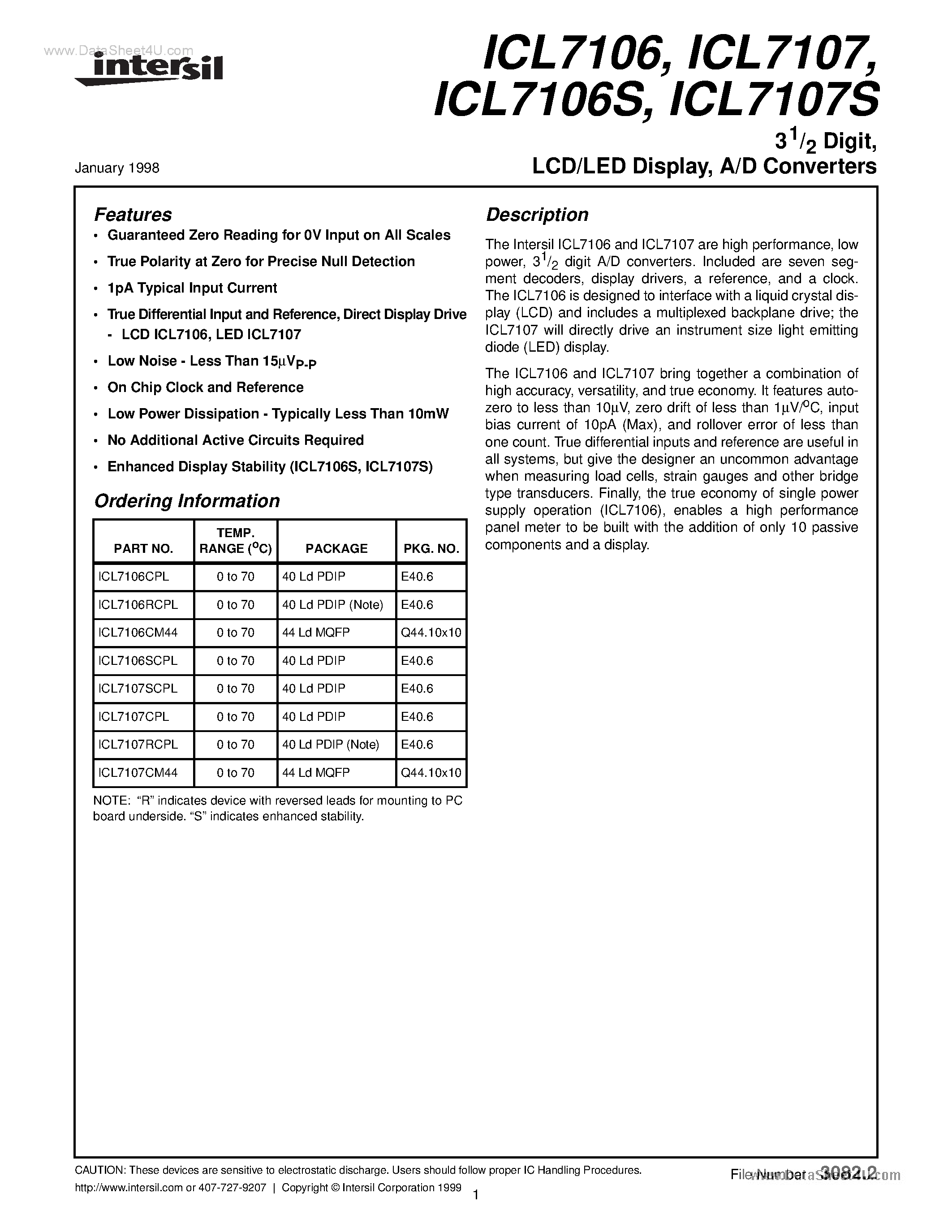 Даташит ILC7106 - (ILC7106 / ILC7107) LCD Display страница 1