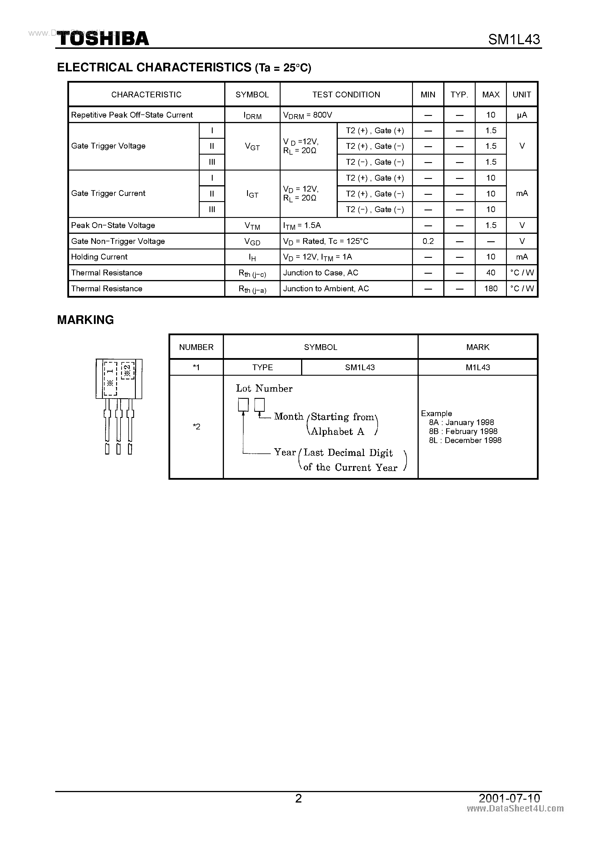 Datasheet SM1L43 - AC POWER CONTROL APPLICATIONS page 2