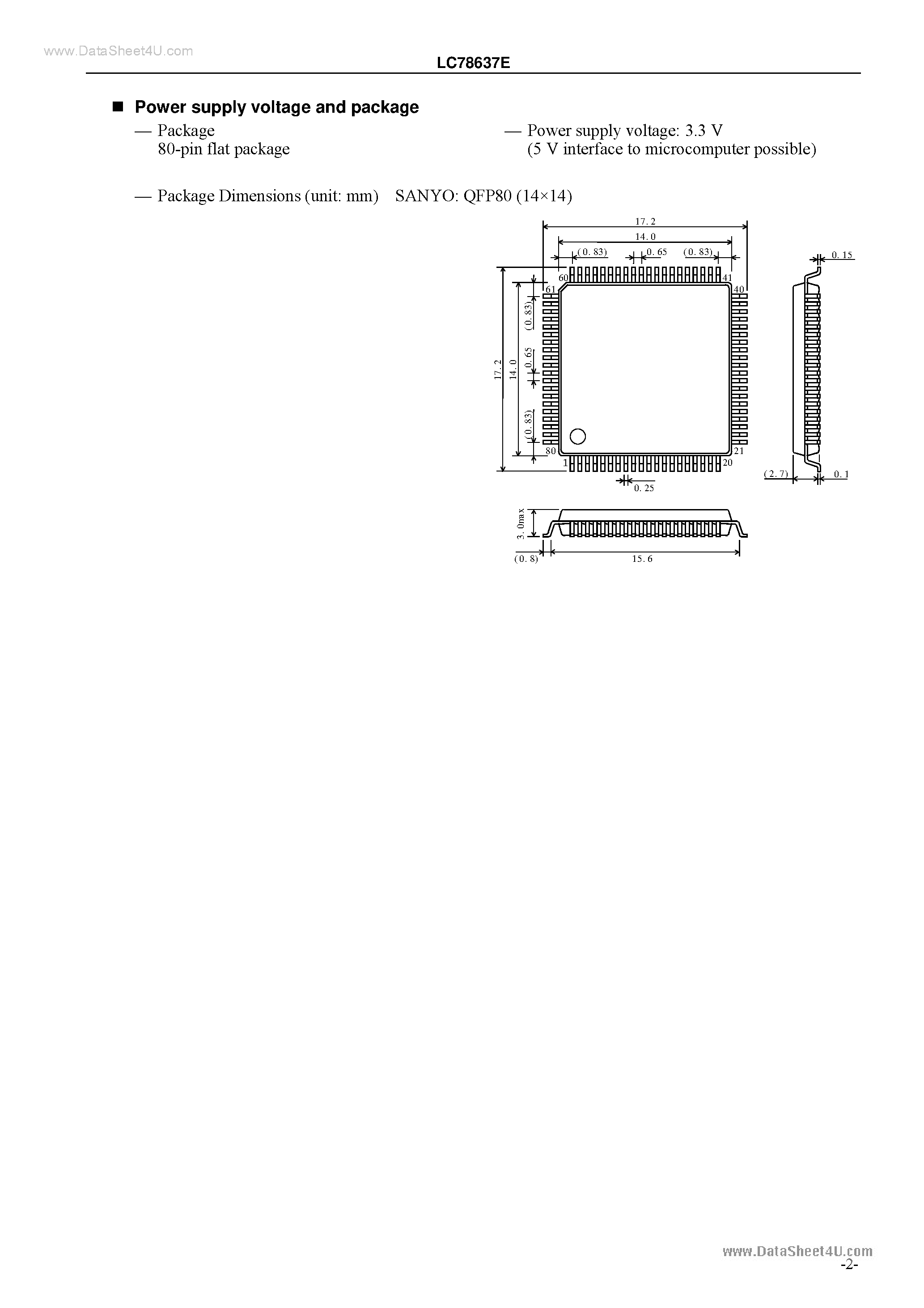 Datasheet LC78637E - CMOS IC page 2