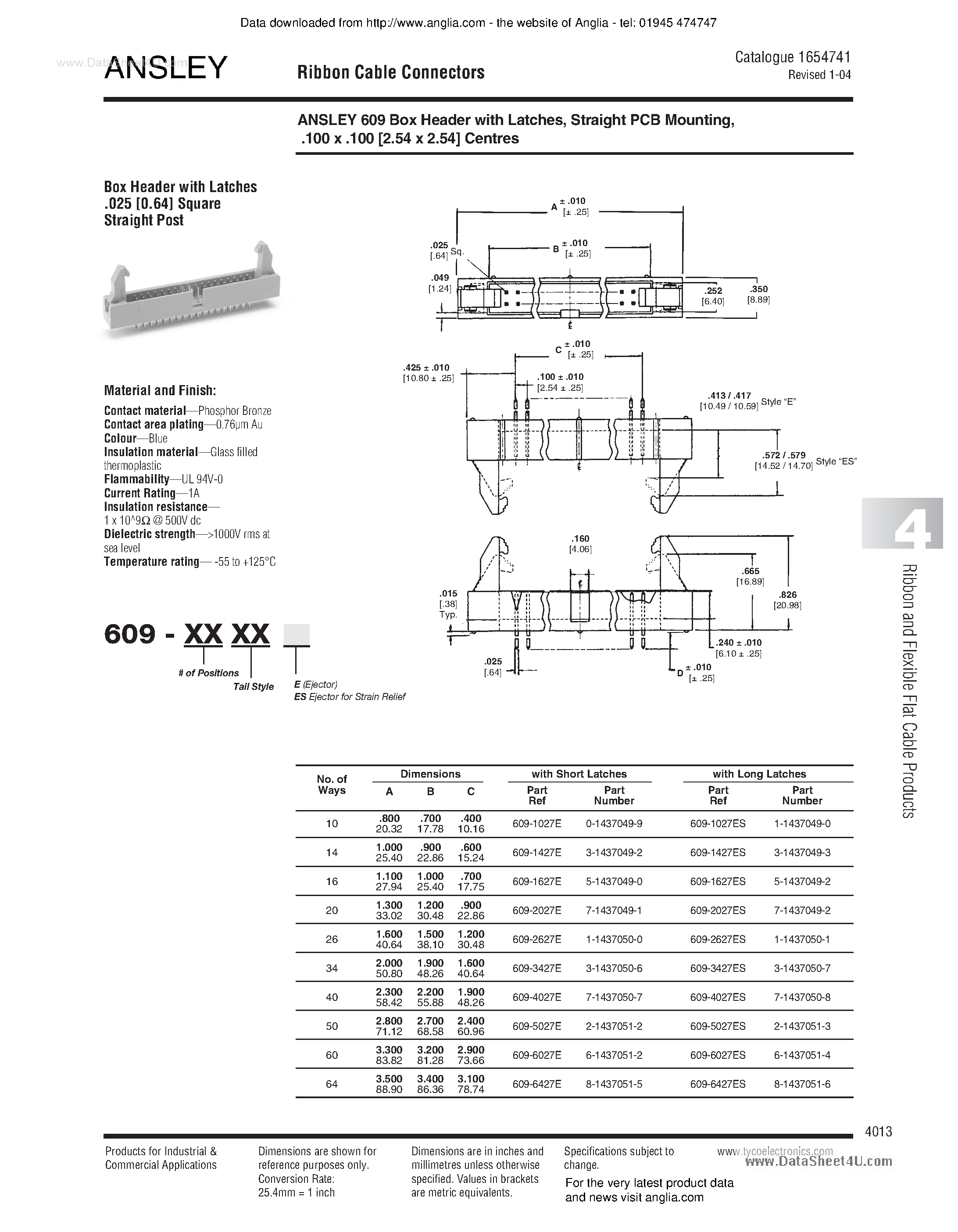 Datasheet 9-1437063-7 - Bibbon Cable Connectors page 2