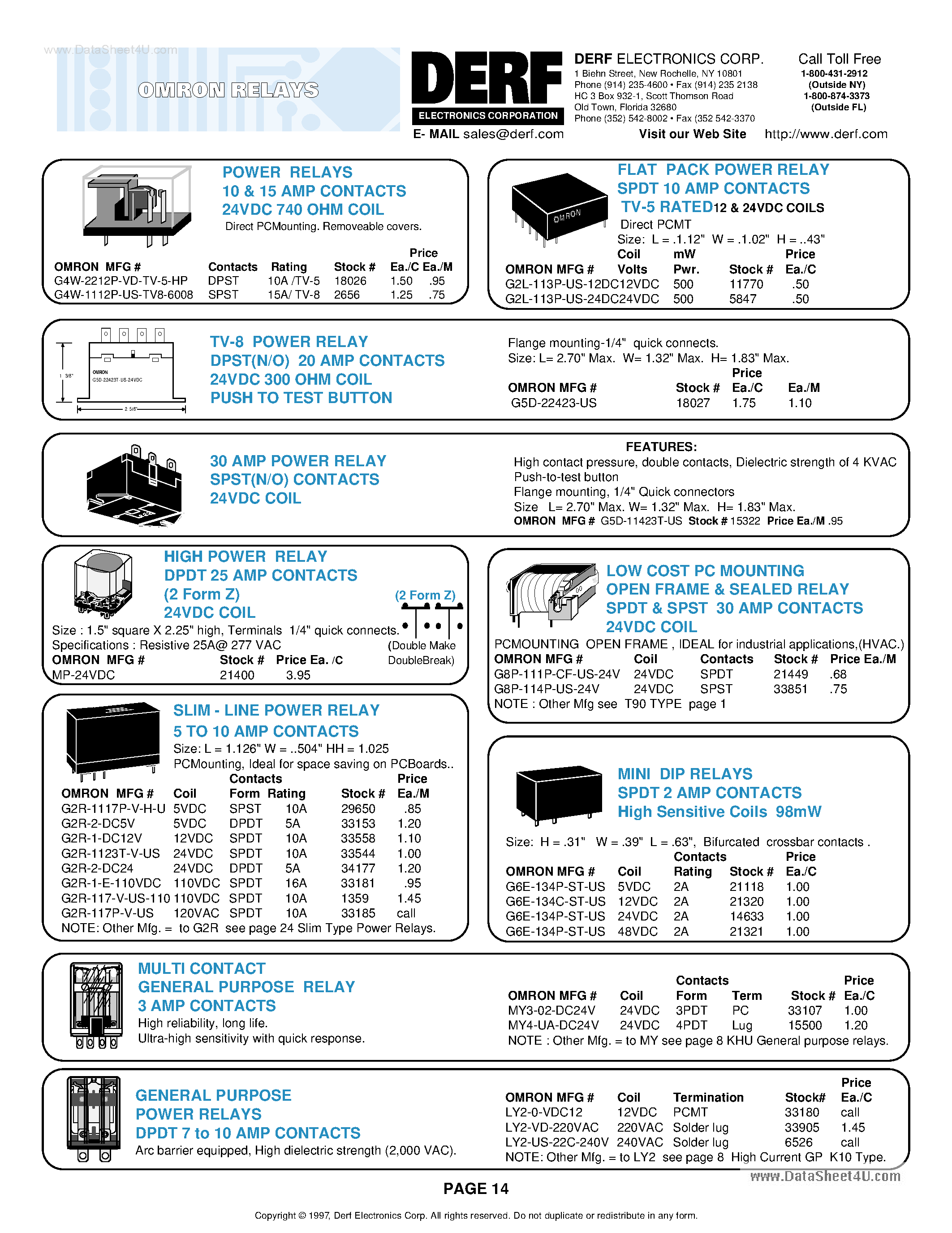 Datasheet G2L-113P-US-xxVDC - Power Relay page 1