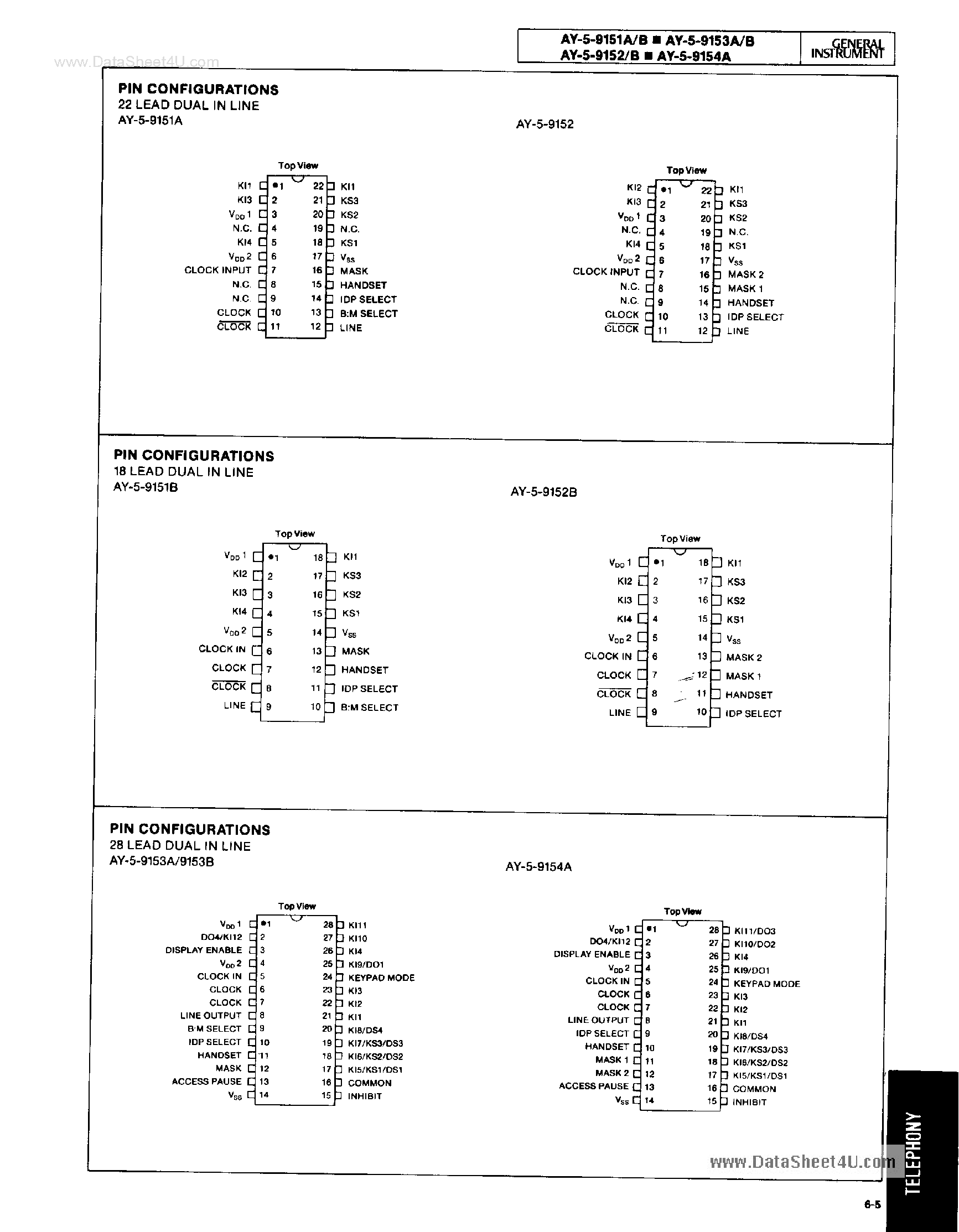Datasheet AY-5-9151A - ( AY-5-915xx) Push Button Telephone Dialers page 2