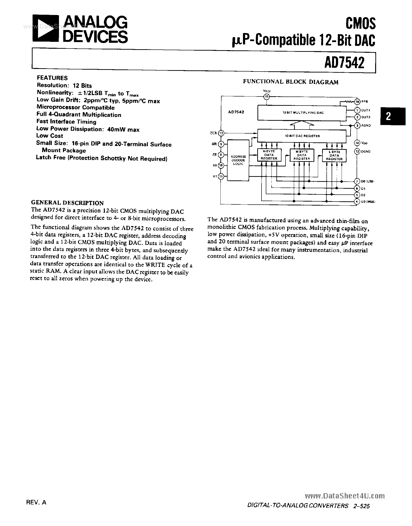 Datasheet PM7542 - Search -----> AD7541 page 1