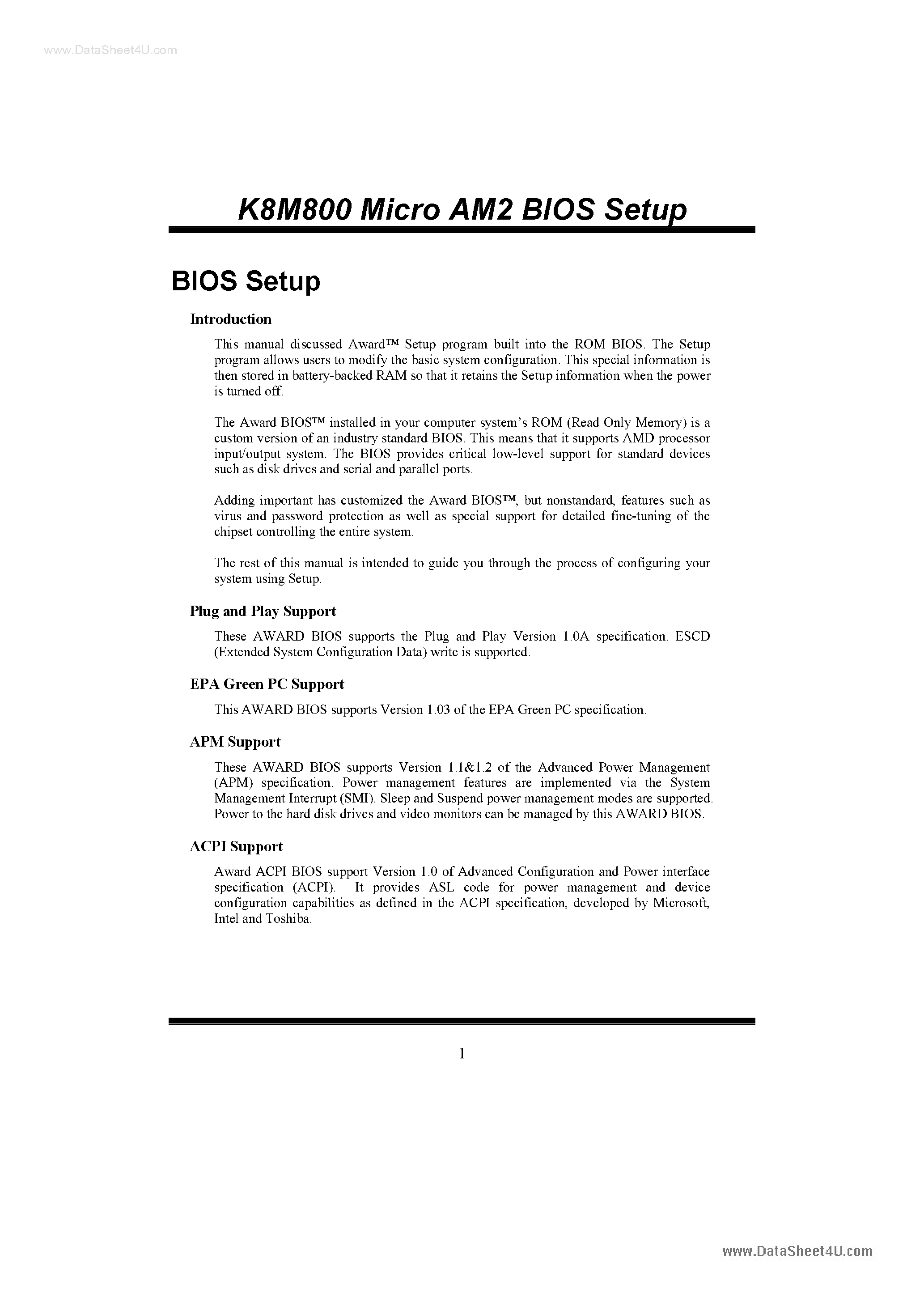 Datasheet K8M800 - Micro AM2 Bios Setup page 2