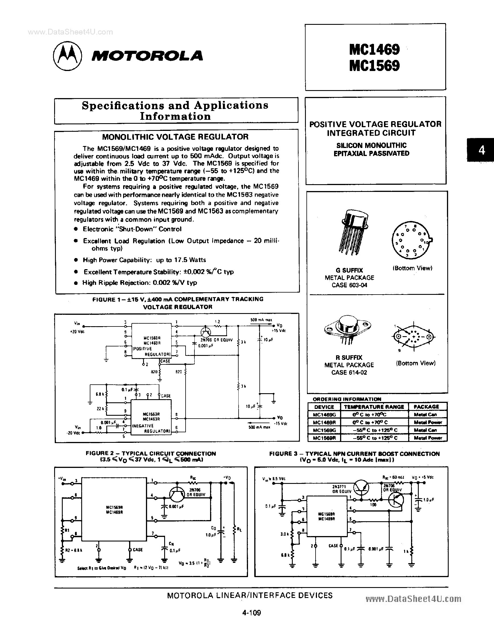 Даташит MC1469 - (MC1469 / MC1569) positive voltage regulator страница 1