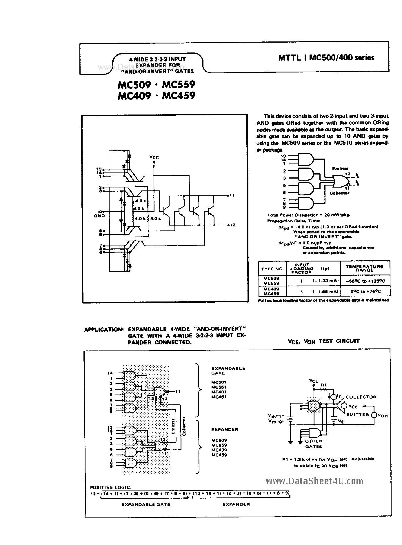 Даташит MC509 - (MC509 / MC559) 4 wide 3-2-2-3 input expander страница 1