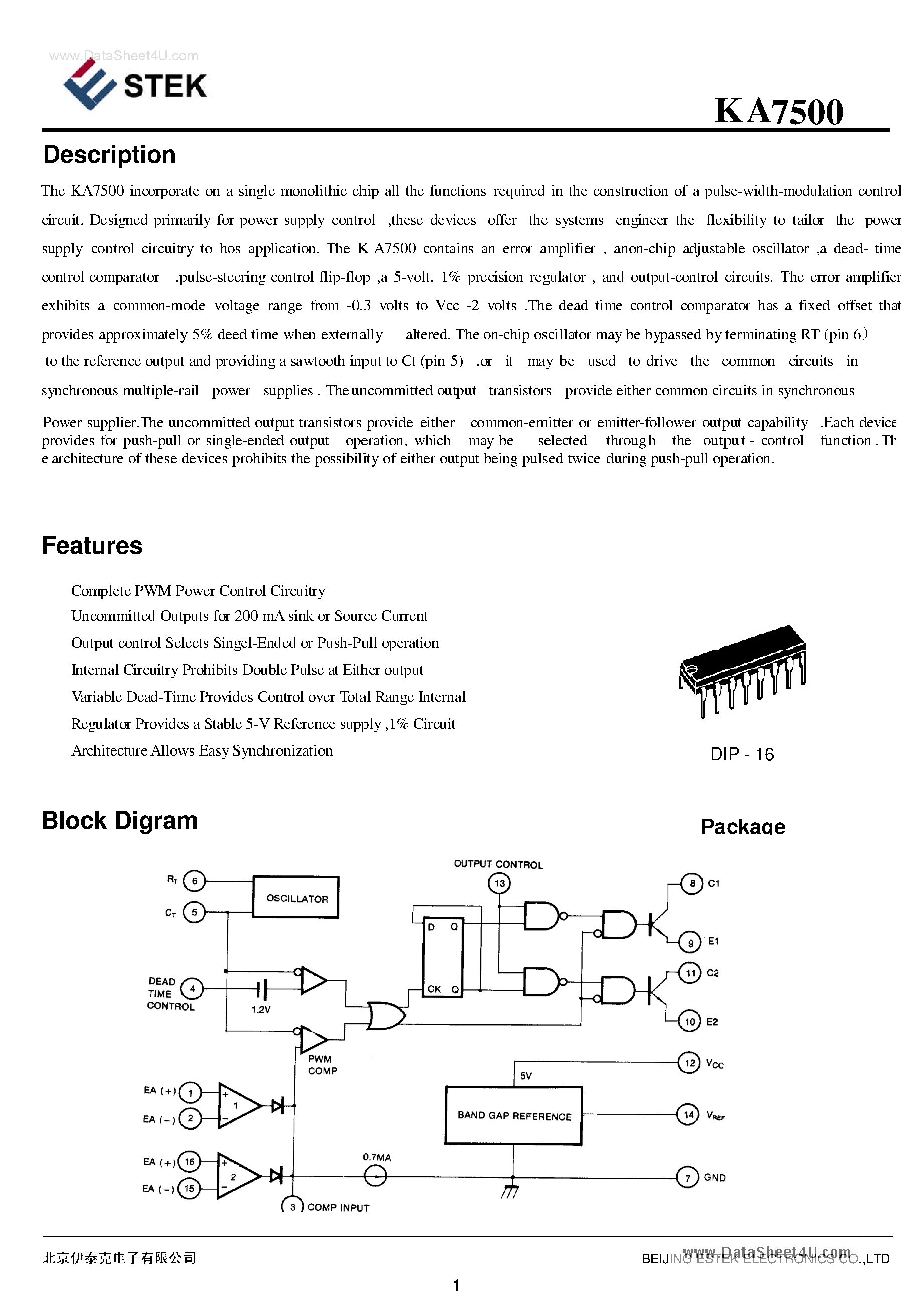 Datasheet KA7500 - single monolithic chip page 1