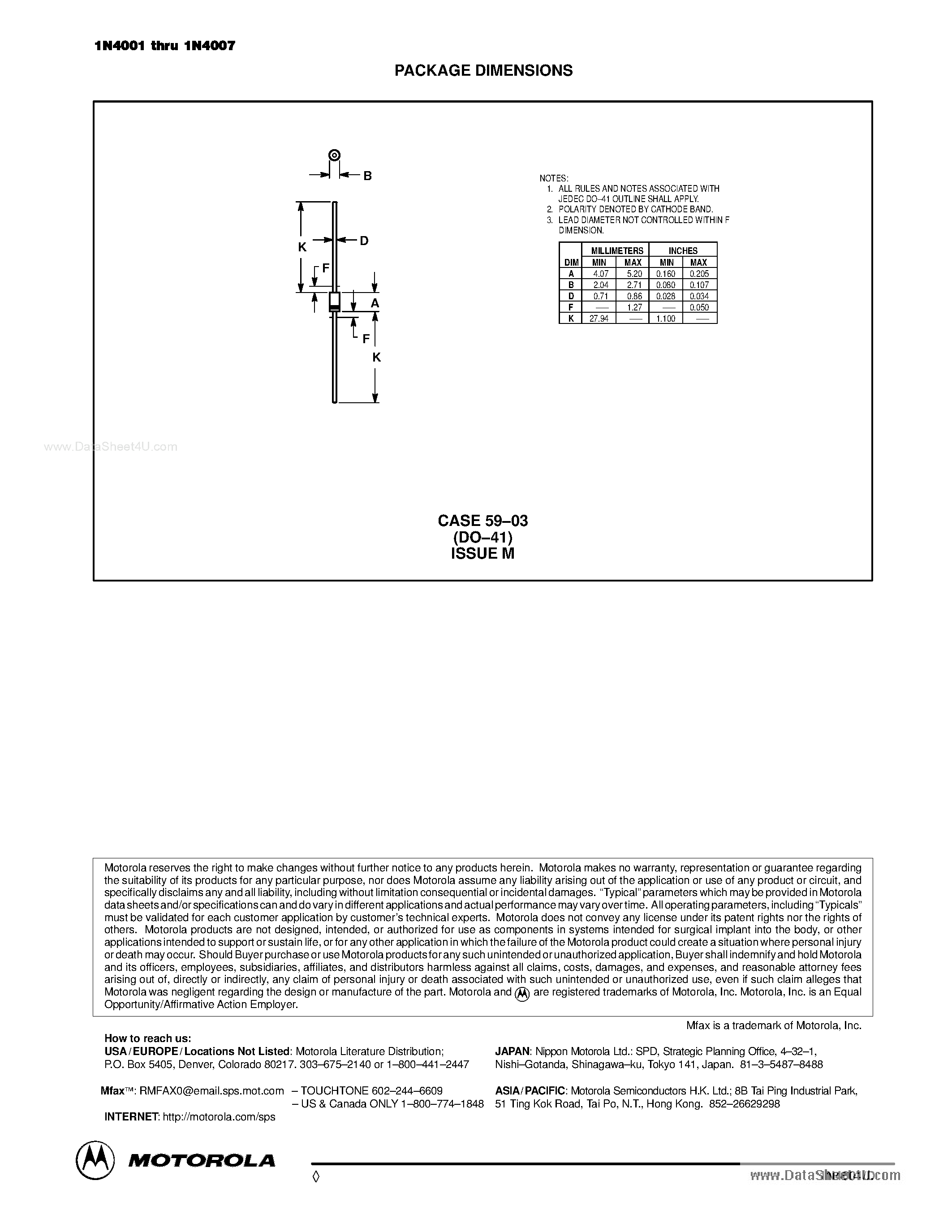 Datasheet 1N4001 - (1N4001 - 1N4007) Axial Lead Standard Recovery Rectifiers page 2