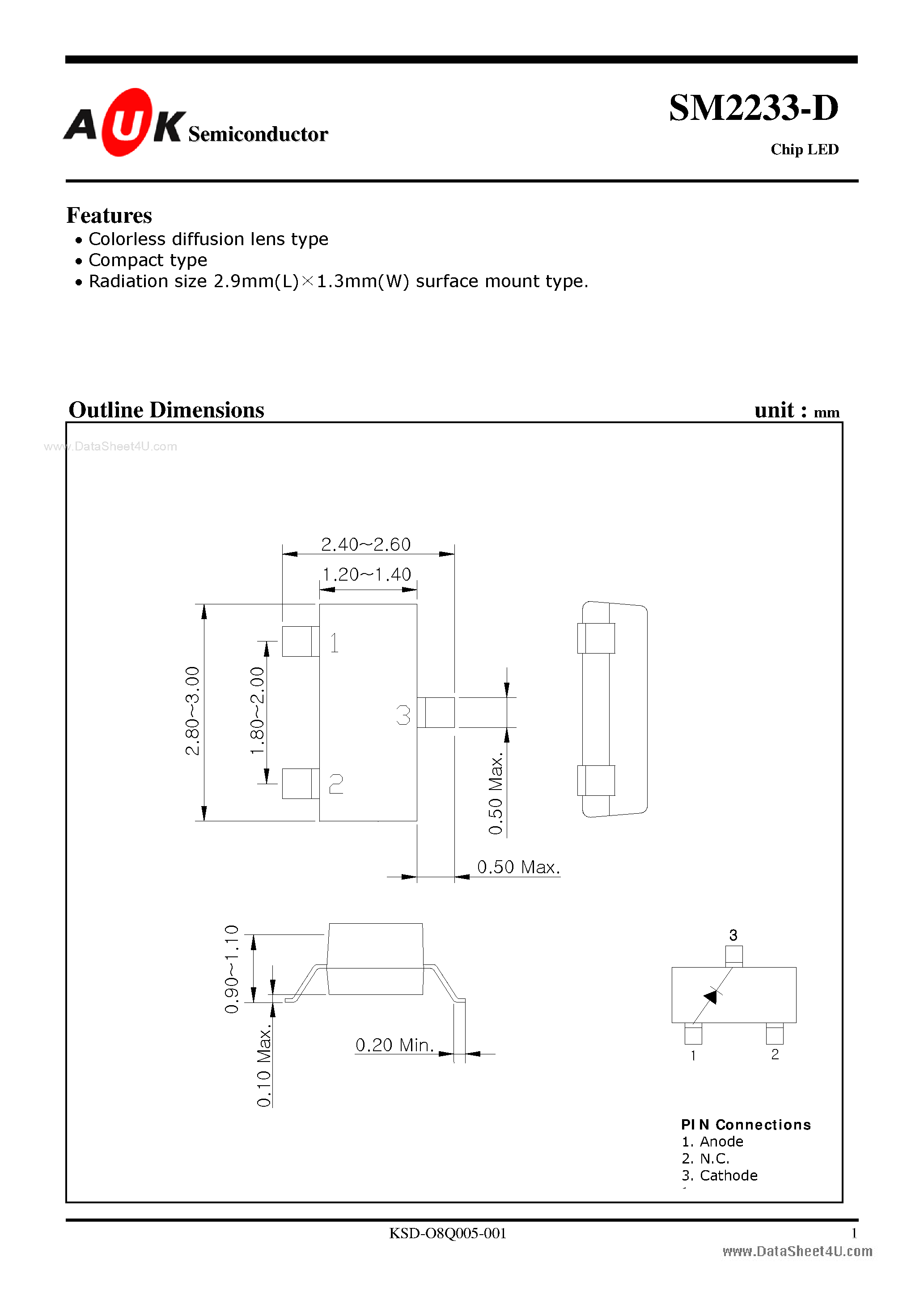 Datasheet SM2233-D - Chip LED page 1