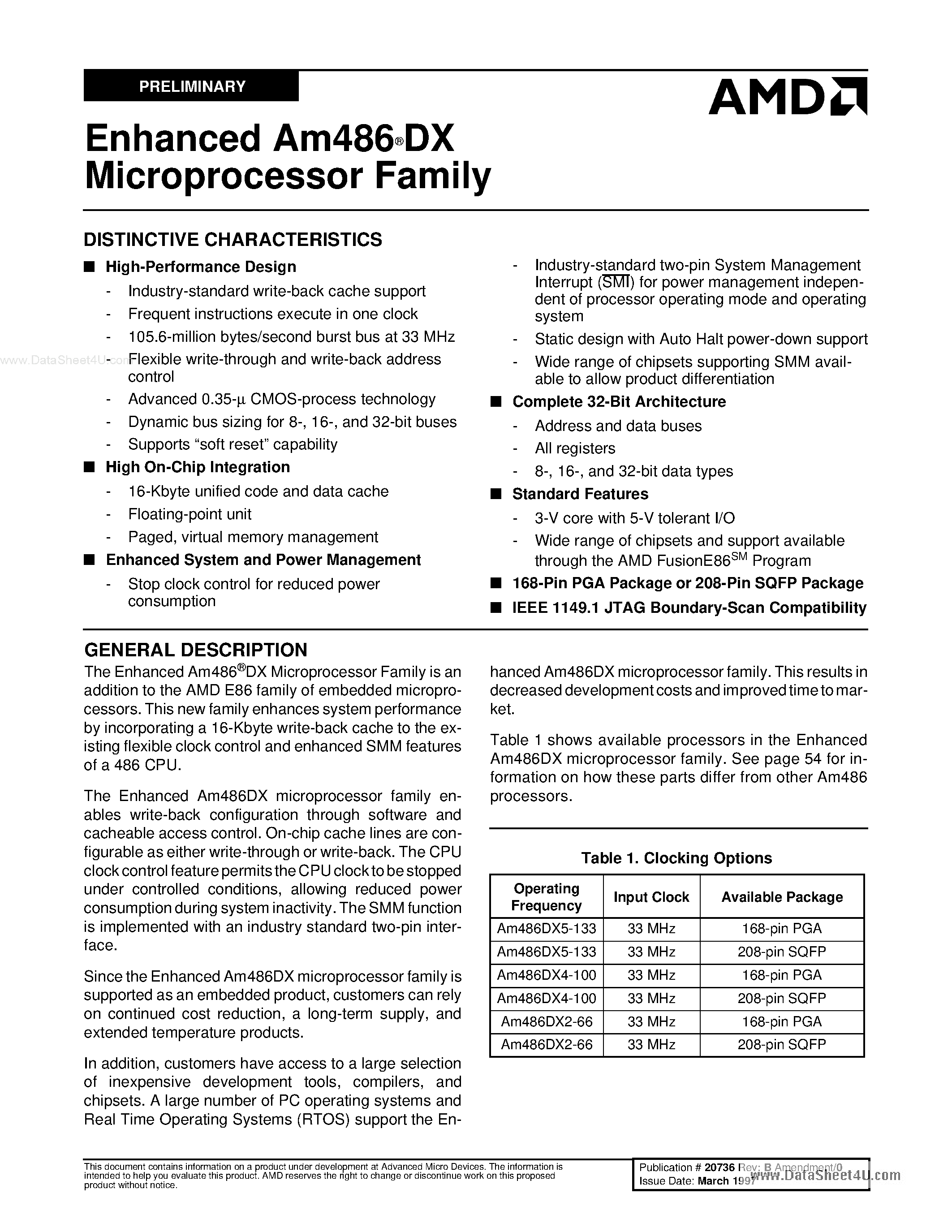Datasheet AM486DX5 - Microprocessor Family page 1