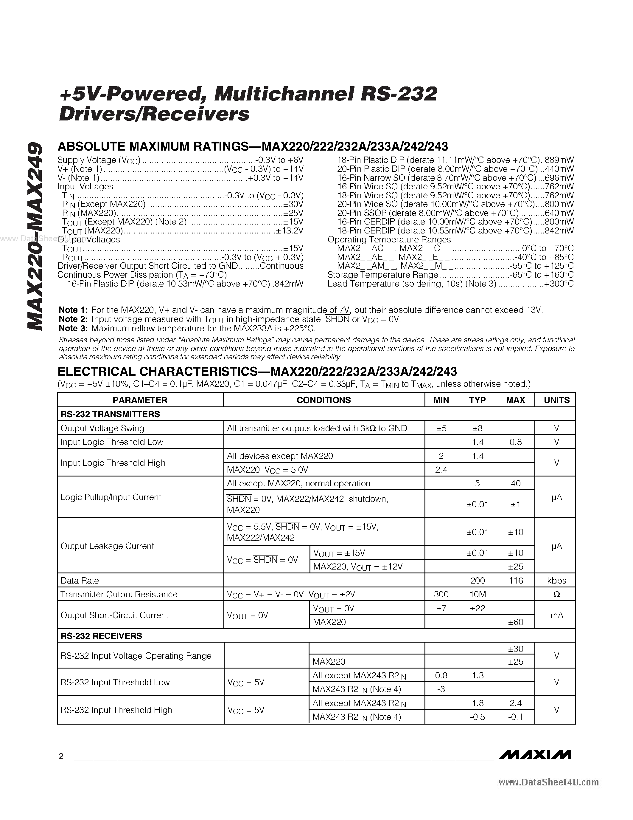 Datasheet 232CPE - Search -----> MAX232CPE page 2