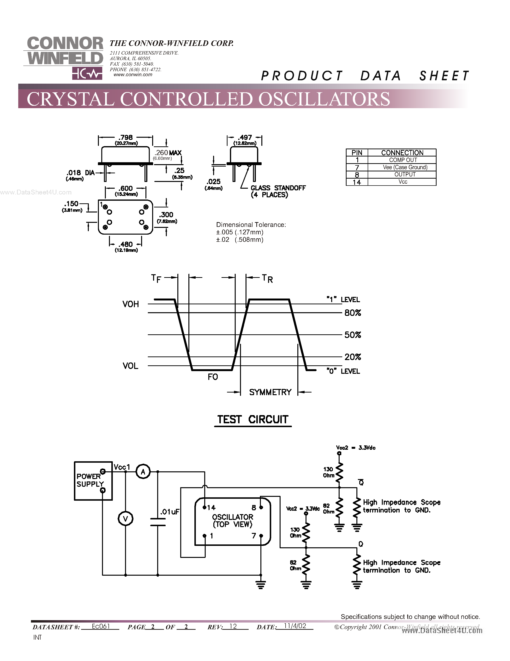 Datasheet EE14-511 - CRYSTAL CONTROLLED page 2