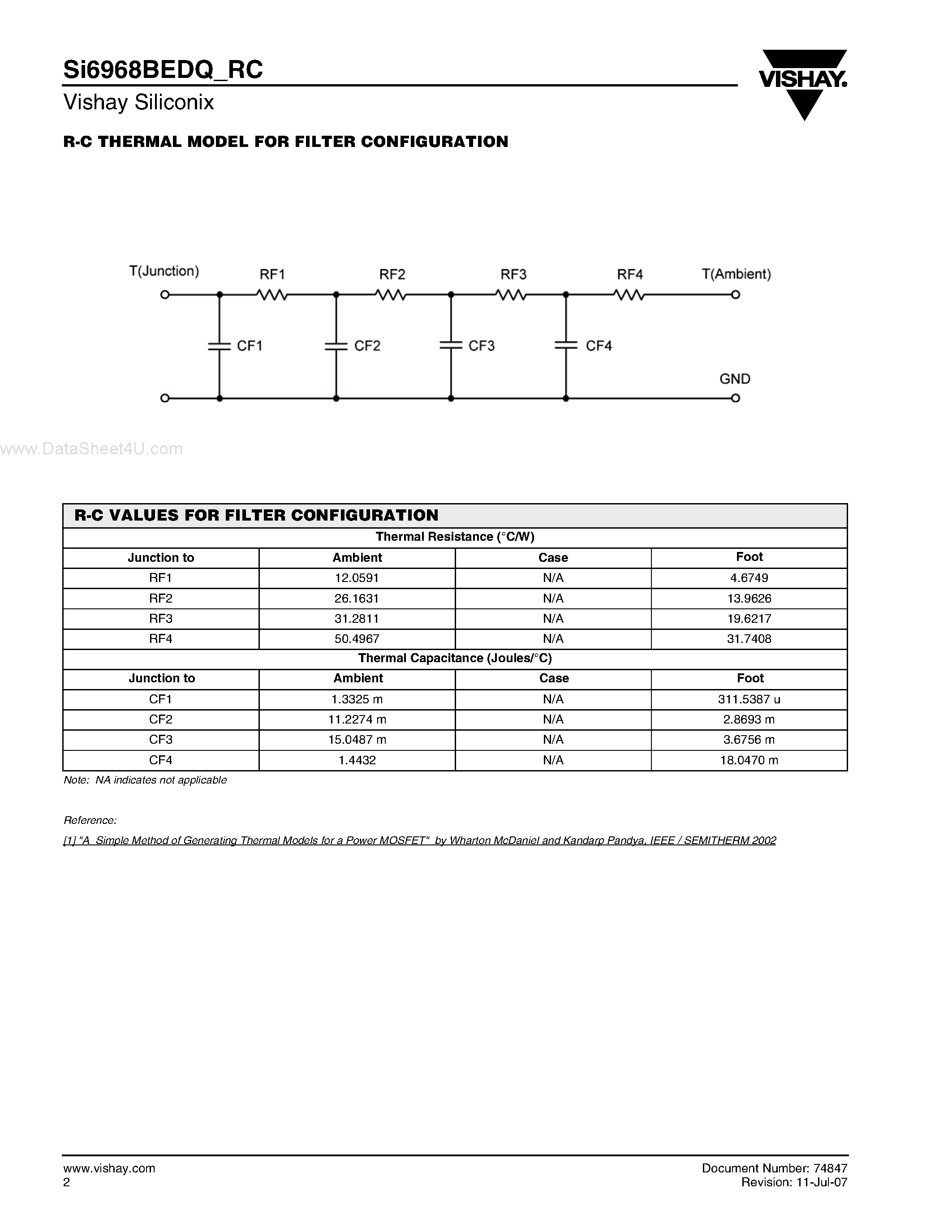 Datasheet SI6968BEDQ_RC - R-C Thermal Model Parameters page 2
