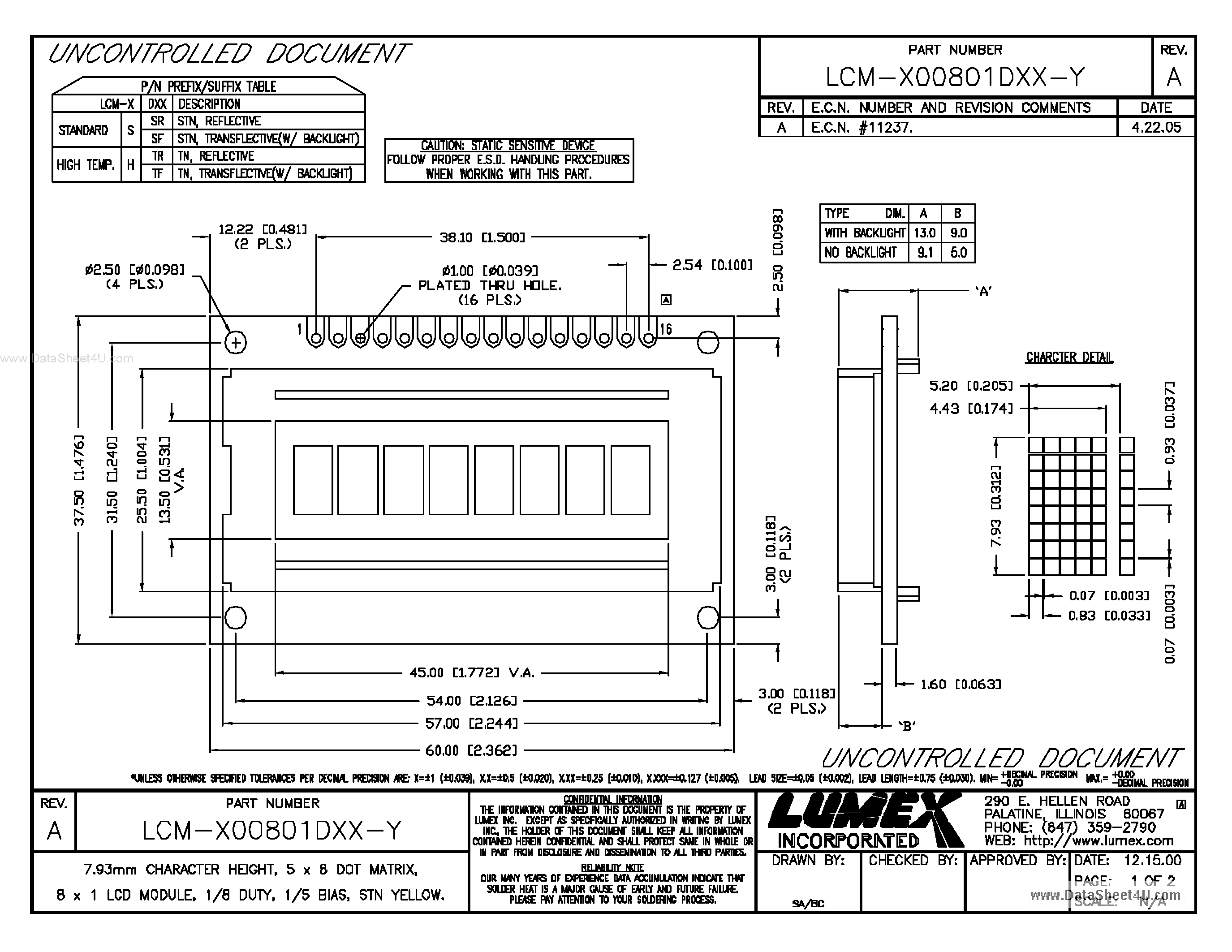 Datasheet LCM-x00801Dxx-y - LCD Module page 1