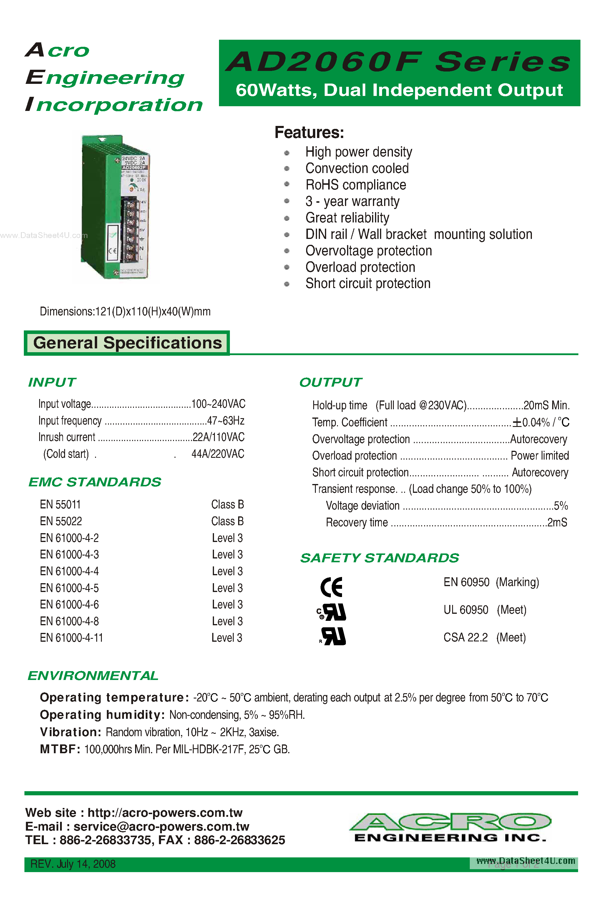 Datasheet AD20602F - 60W Dual Independent Output page 1