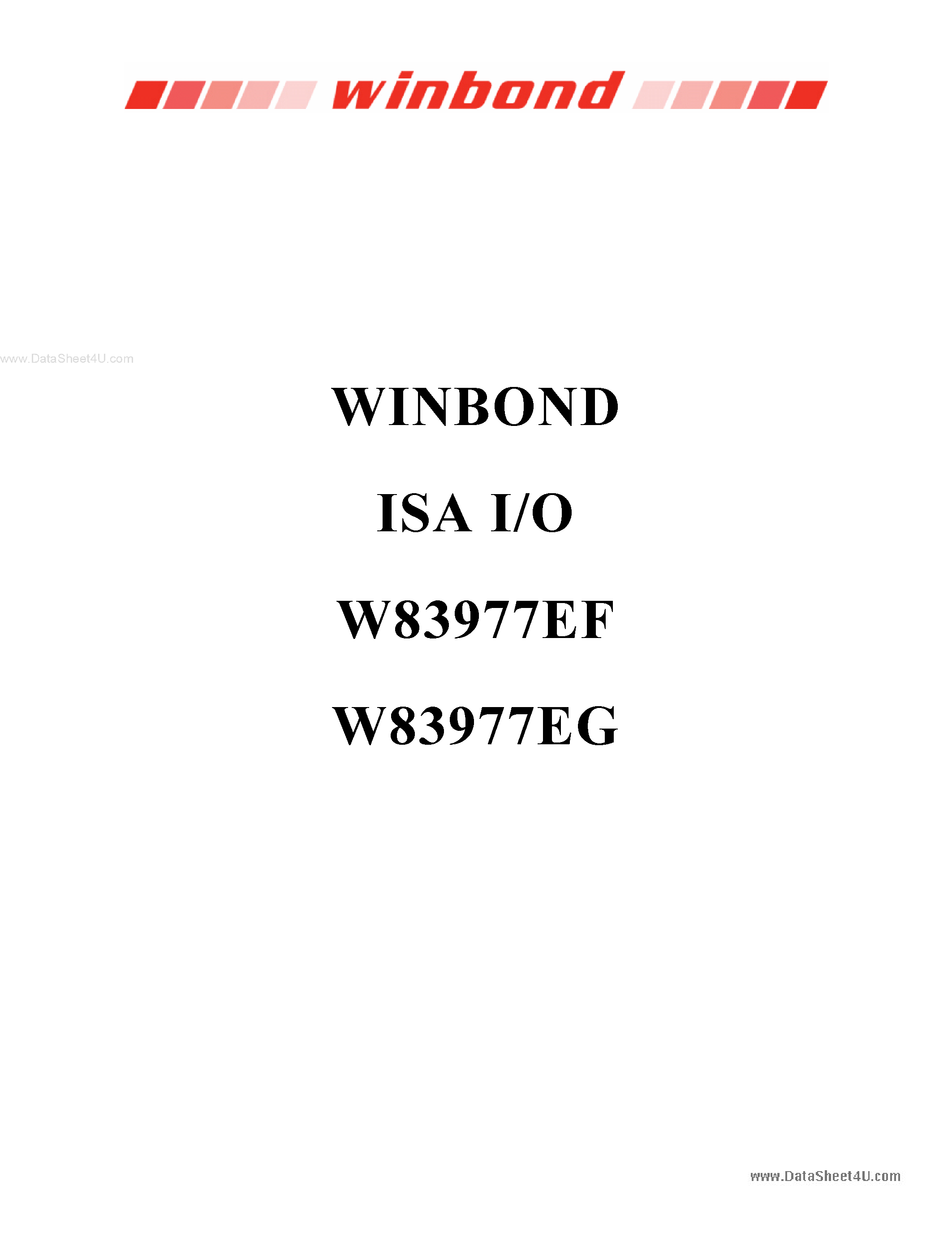 Datasheet W83977EG - WINBOND ISA I/O page 1