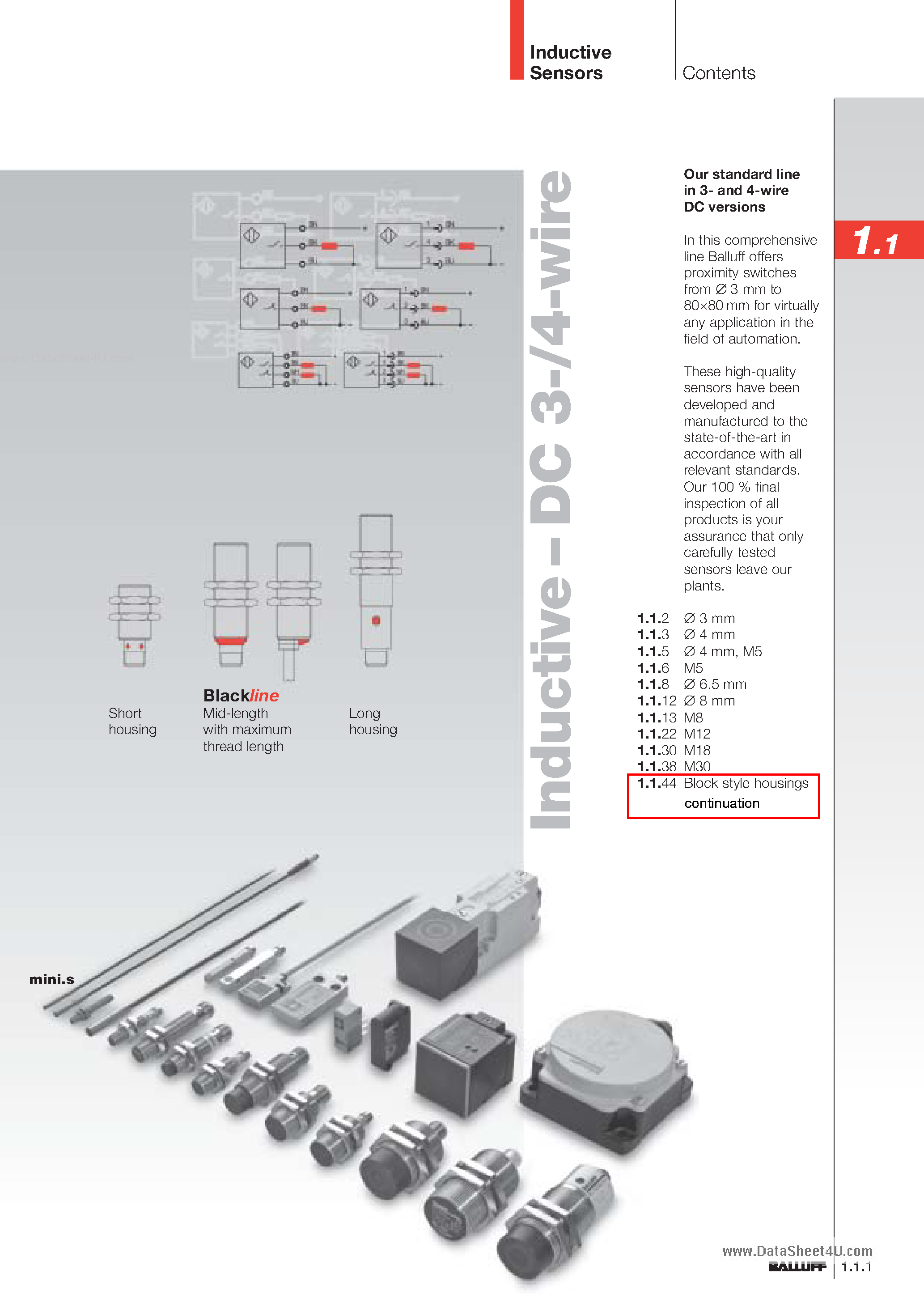 Datasheet BES516-16x-H3-L - Inductive Sensors page 1