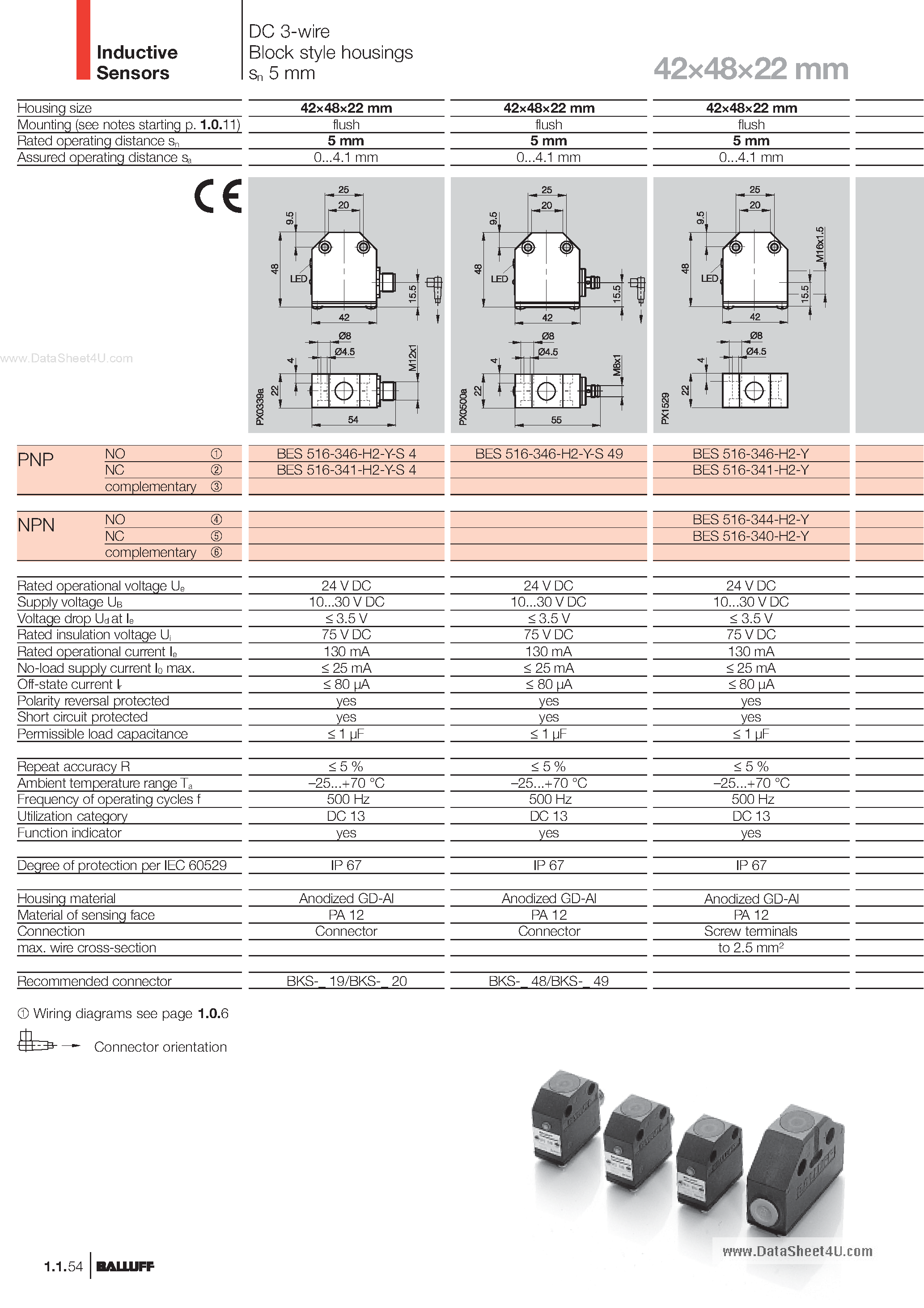 Даташит BES516-16x-H3-L - Inductive Sensors страница 2