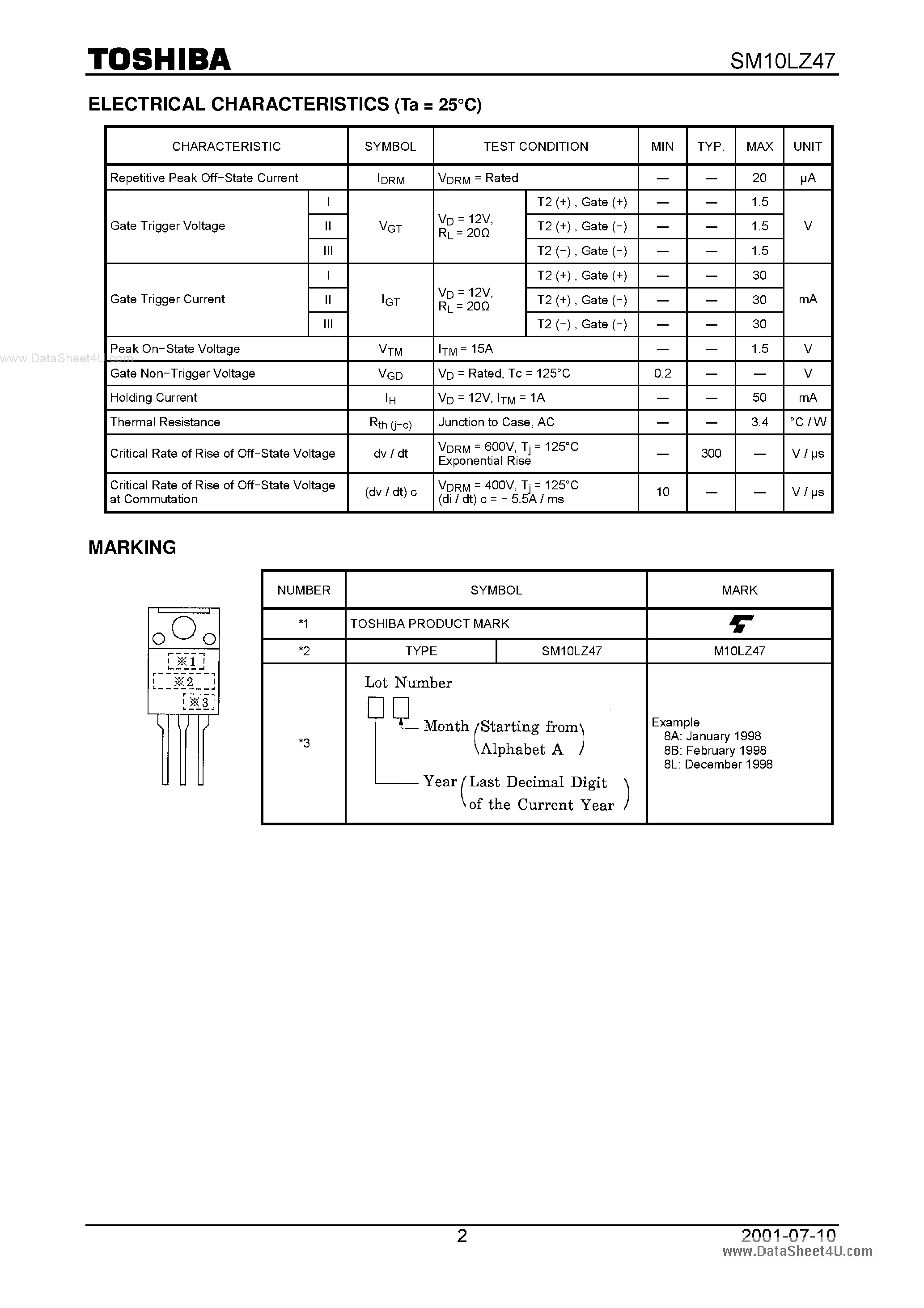 Datasheet SM10LZ47 - AC POWER CONTROL APPLICATIONS page 2