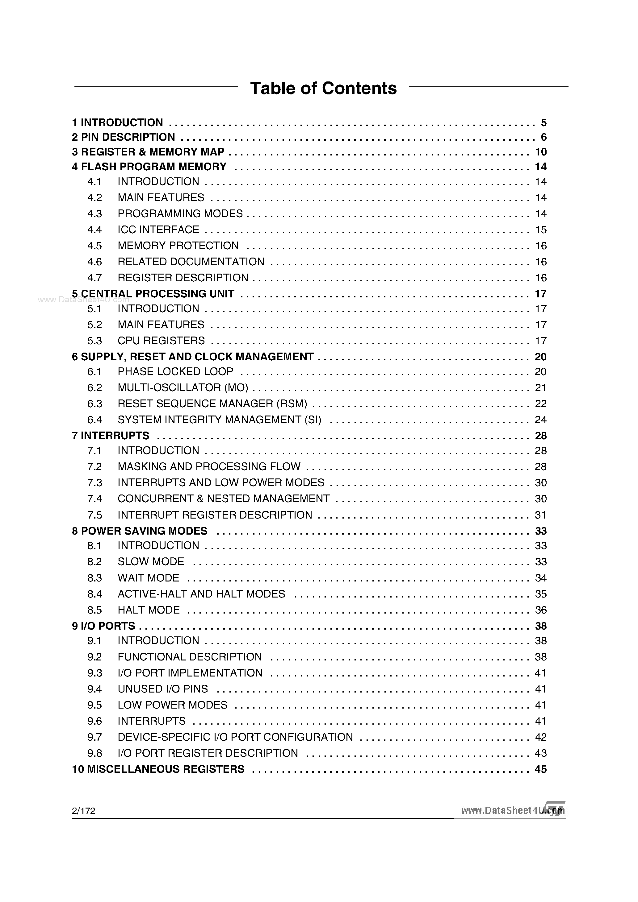 Datasheet ST72260Gx - (ST72260Gx - ST72264Gx) 8-BIT MCU page 2