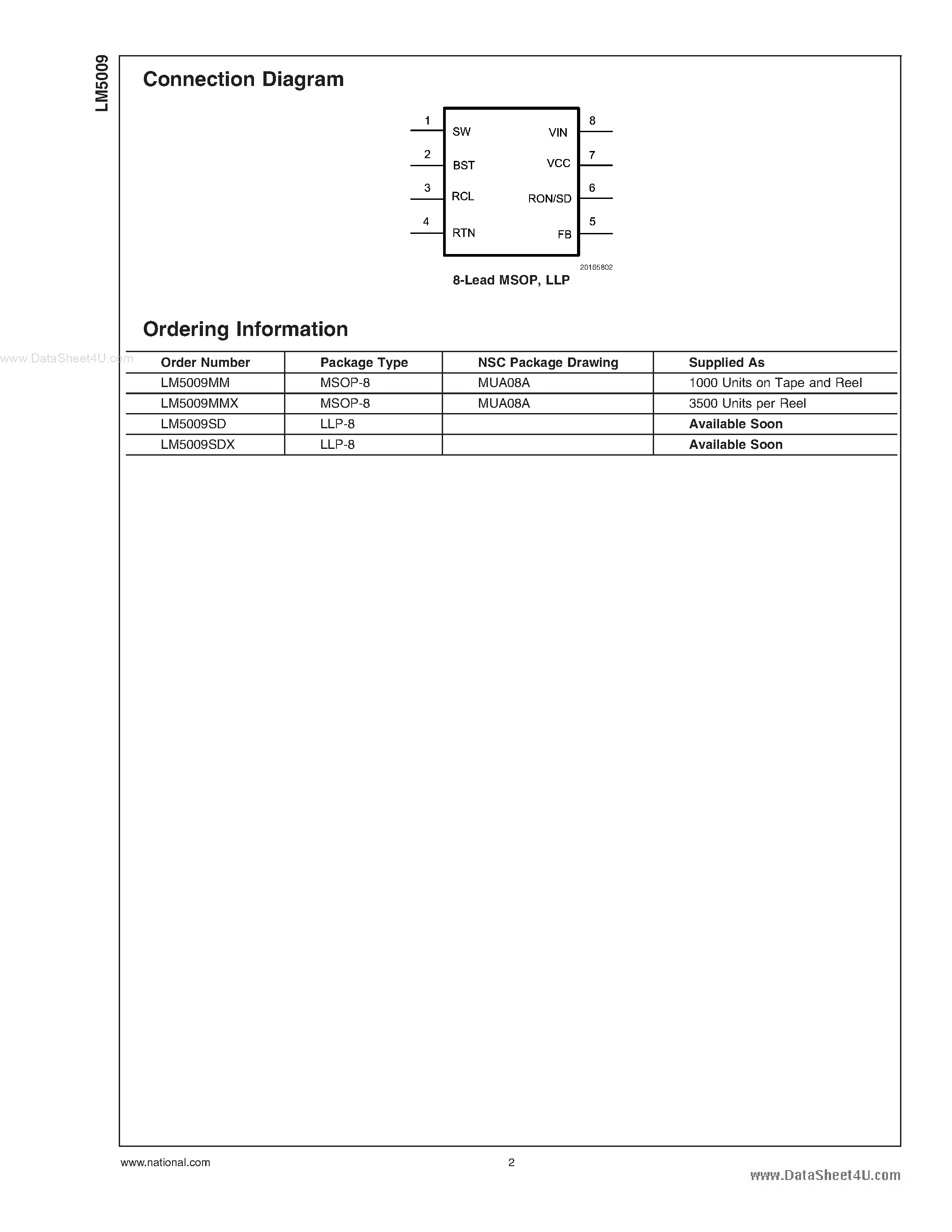 Datasheet LM5009 - 100V Step-Down Switching Regulator page 2