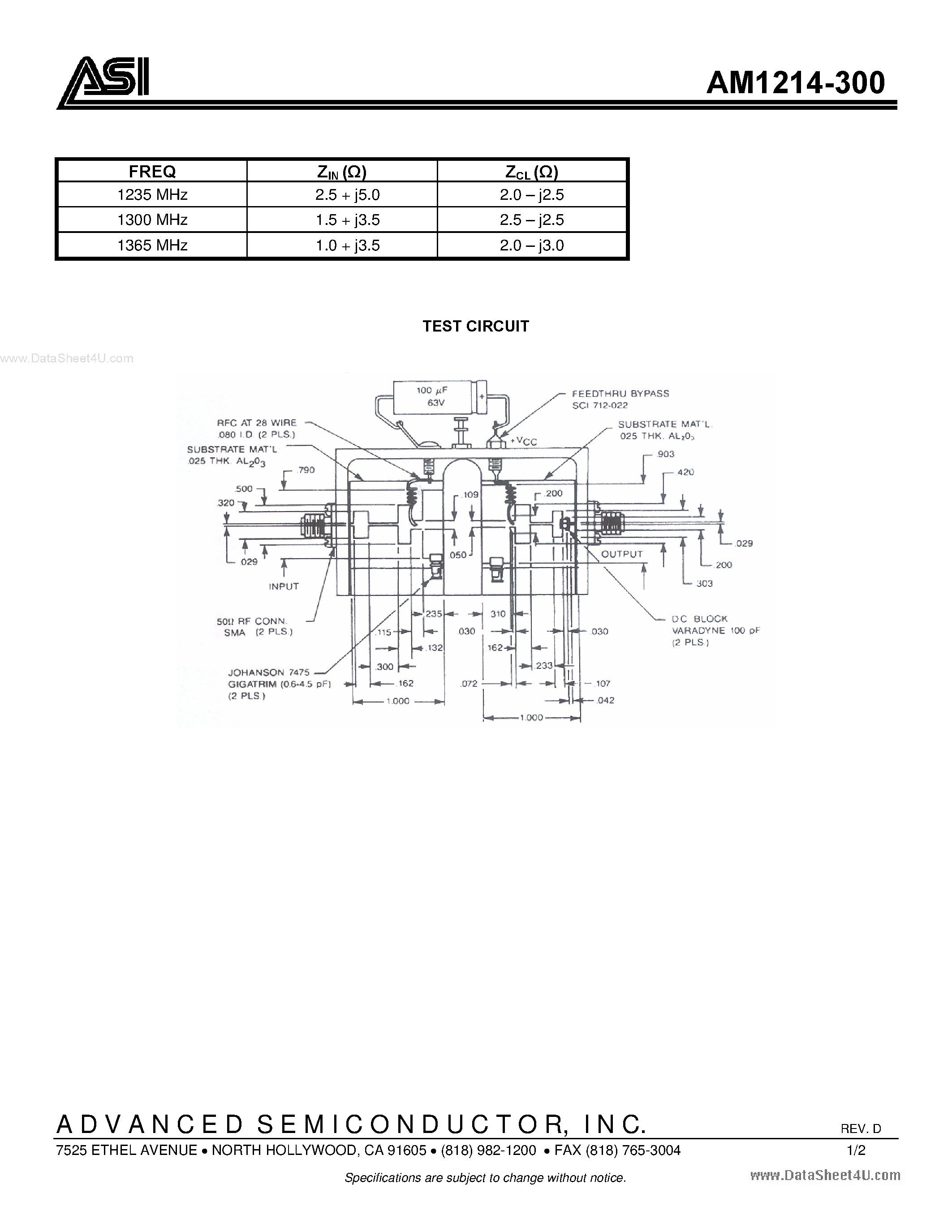 Datasheet AM1214-300 - NPN SILICON RF POWER TRANSISTOR page 2