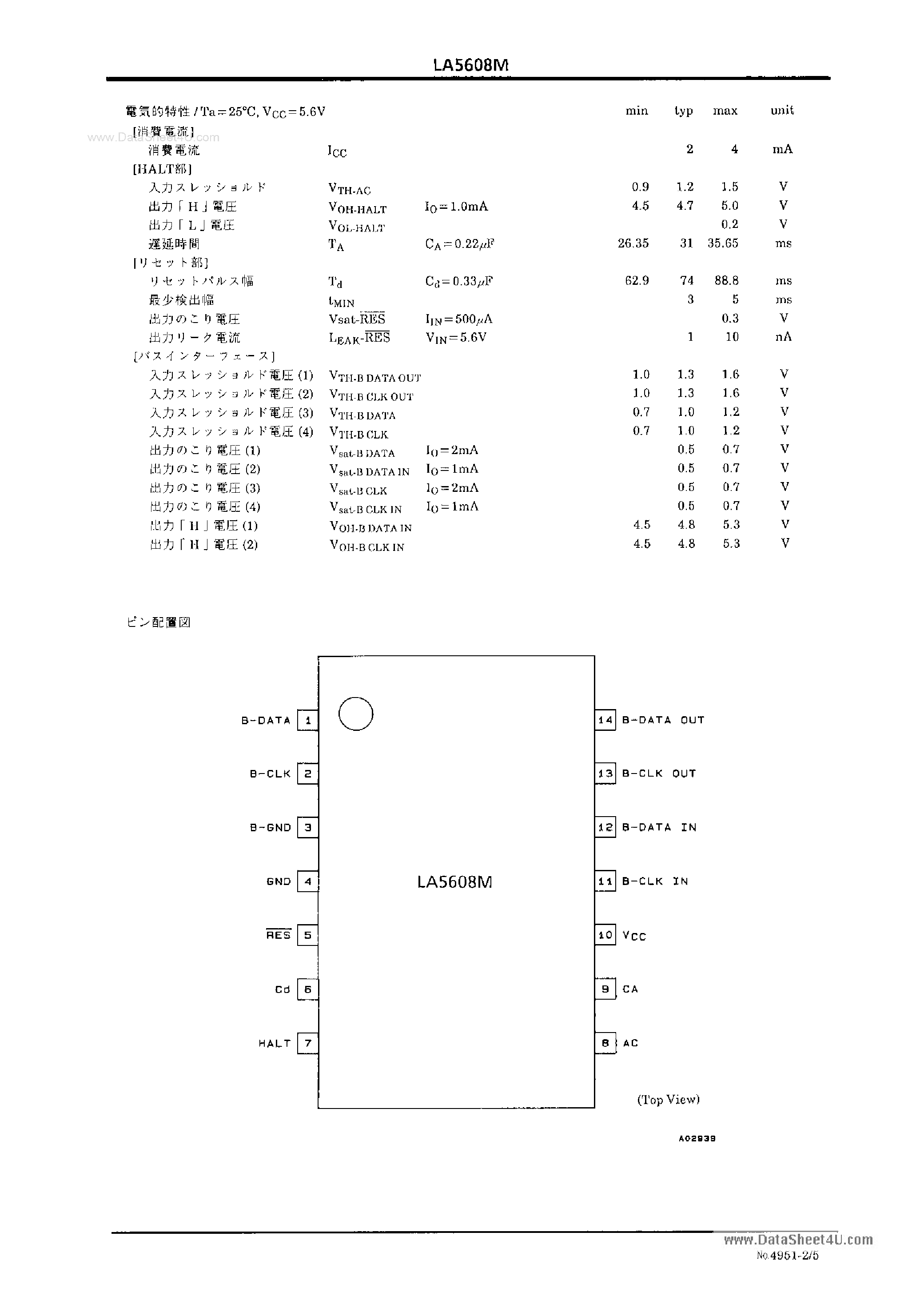 Datasheet LA5608M - Regulator Monitor Signal Generator page 2