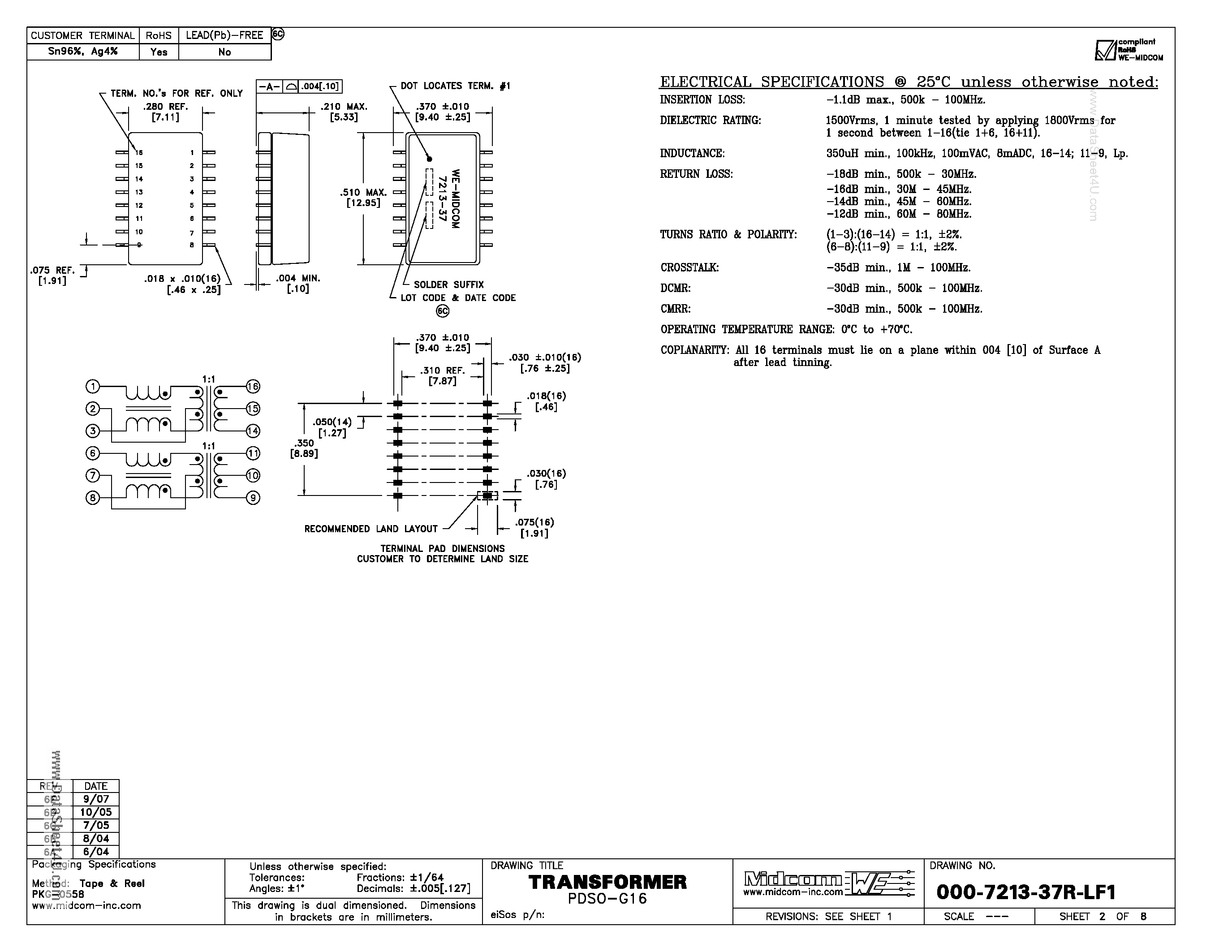 Datasheet 000-7213-37R-LF1 - Discrete Single Port 10/100 Base-T PDSO-G16 page 1