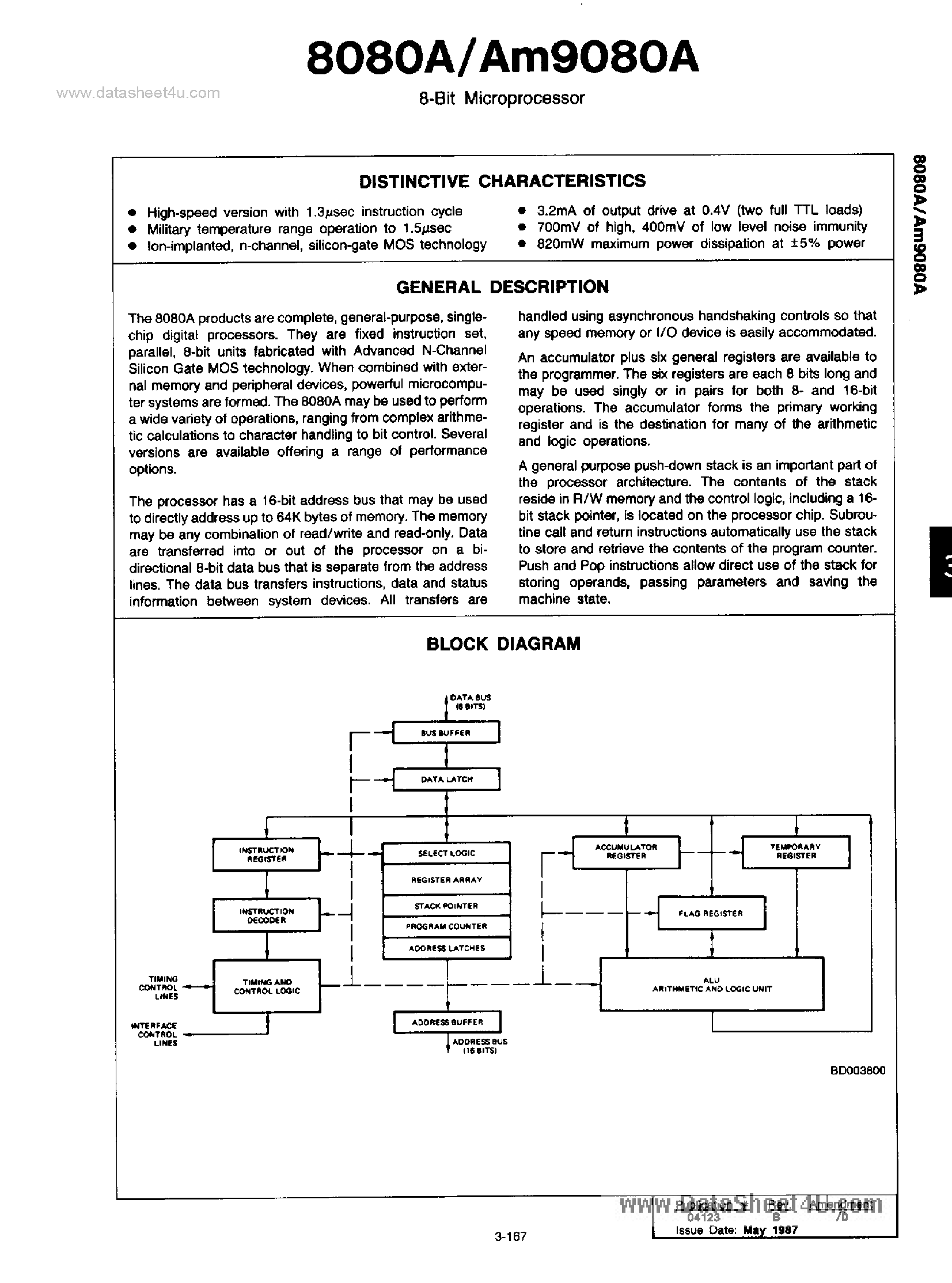 Datasheet AM8080A - 8-Bit Microprocessor page 1