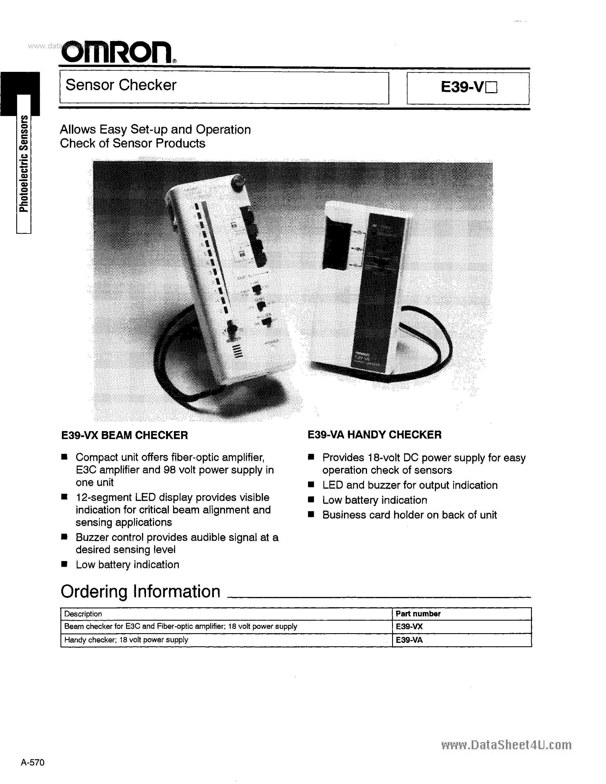 Datasheet E39-V - Sensor Checker page 1