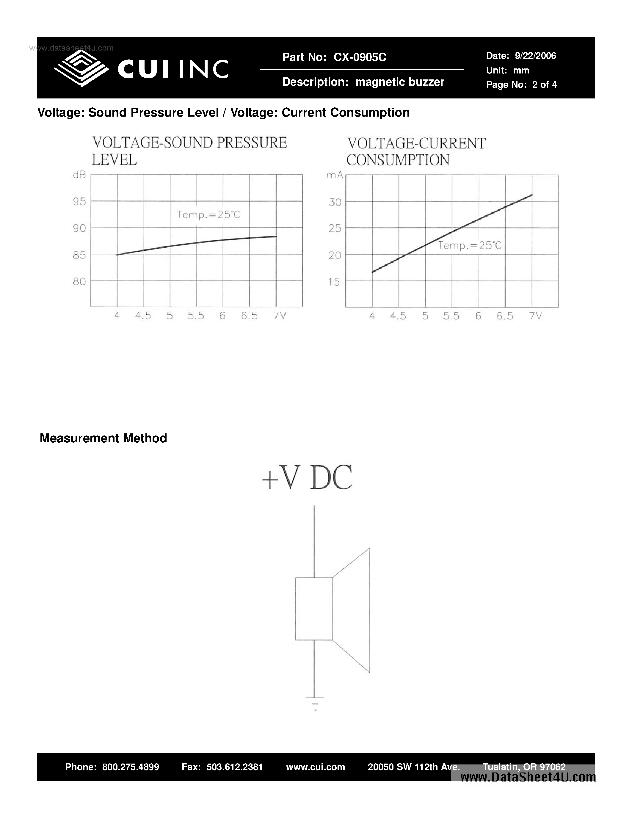 Datasheet CX-0905C - Magnetic buzzer page 2