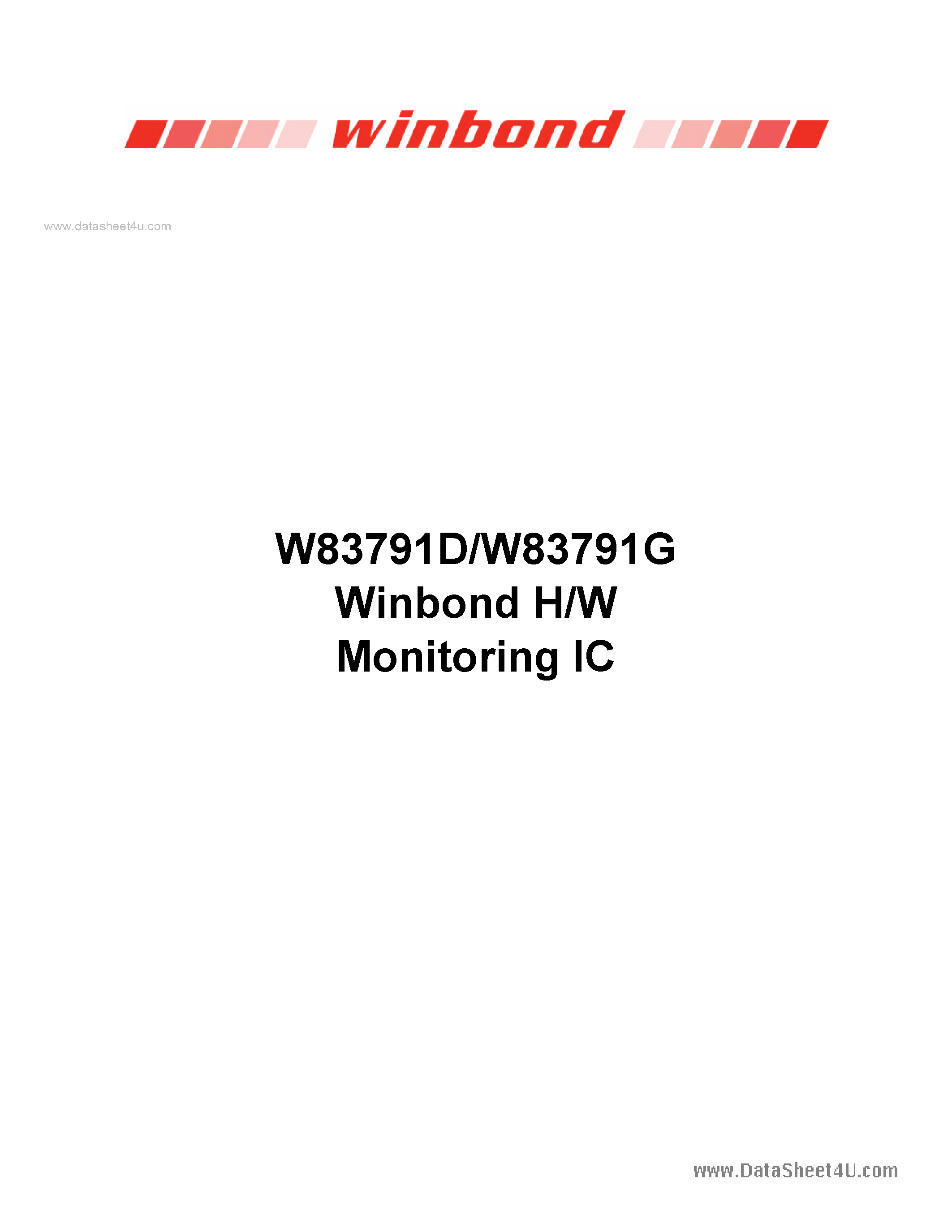 Datasheet W83791D - H/W Monitoring IC page 1