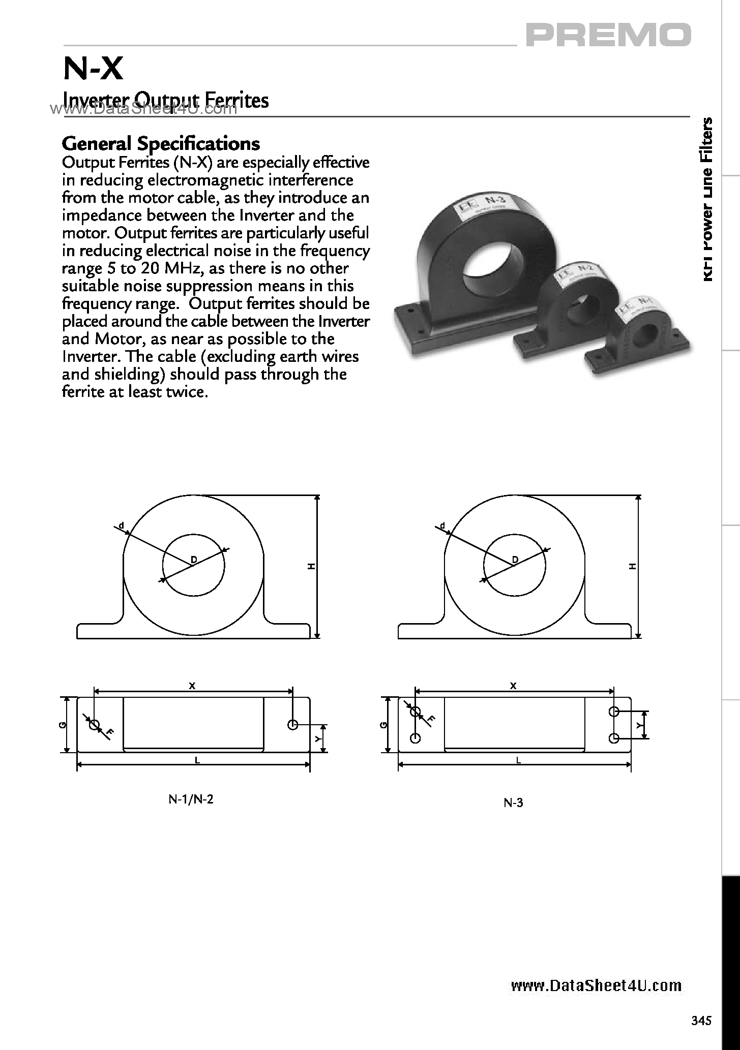 Даташит N-X - Output Ferrites - N-X Inverter страница 1