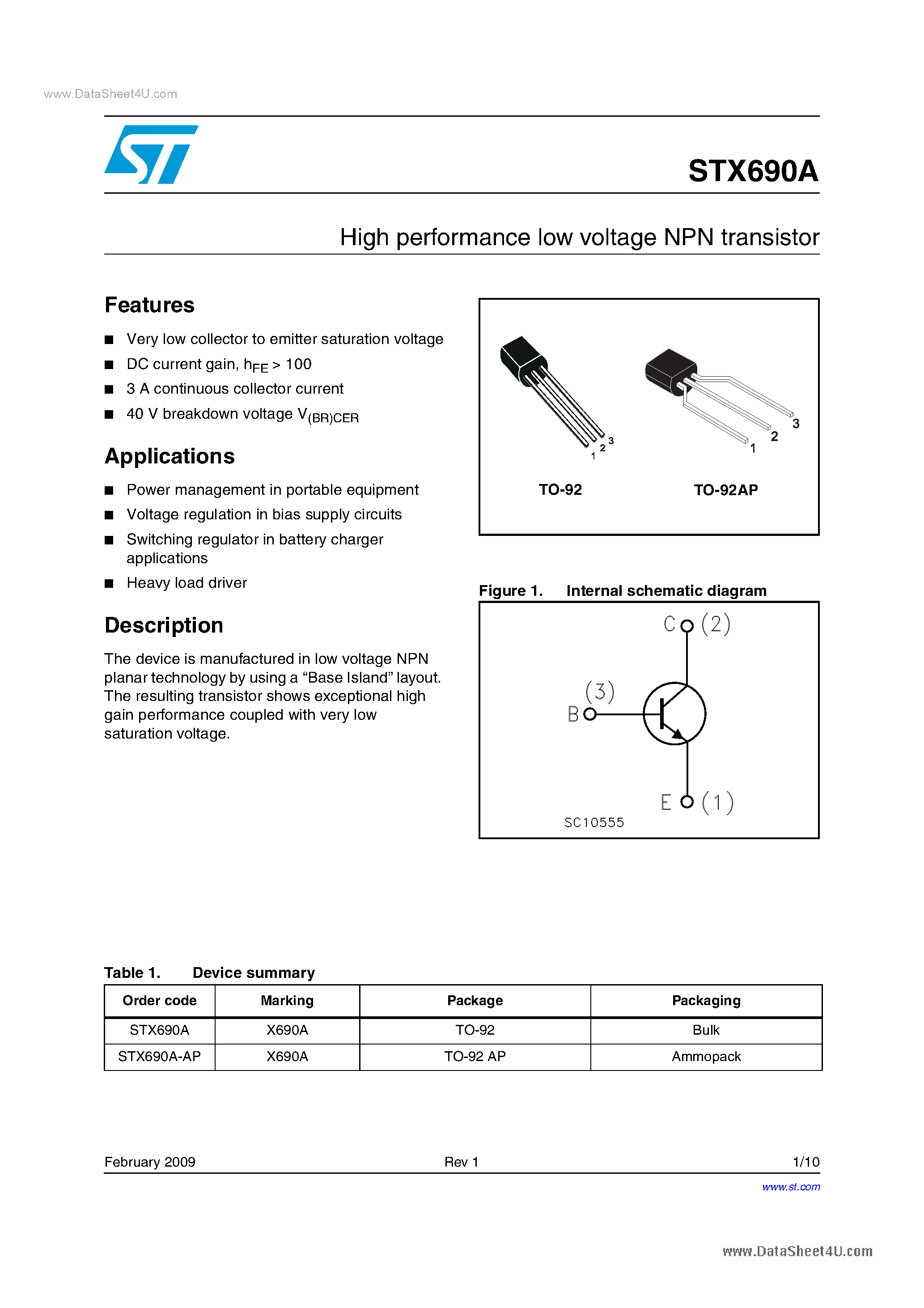 Даташит STX690A - Transistors страница 1