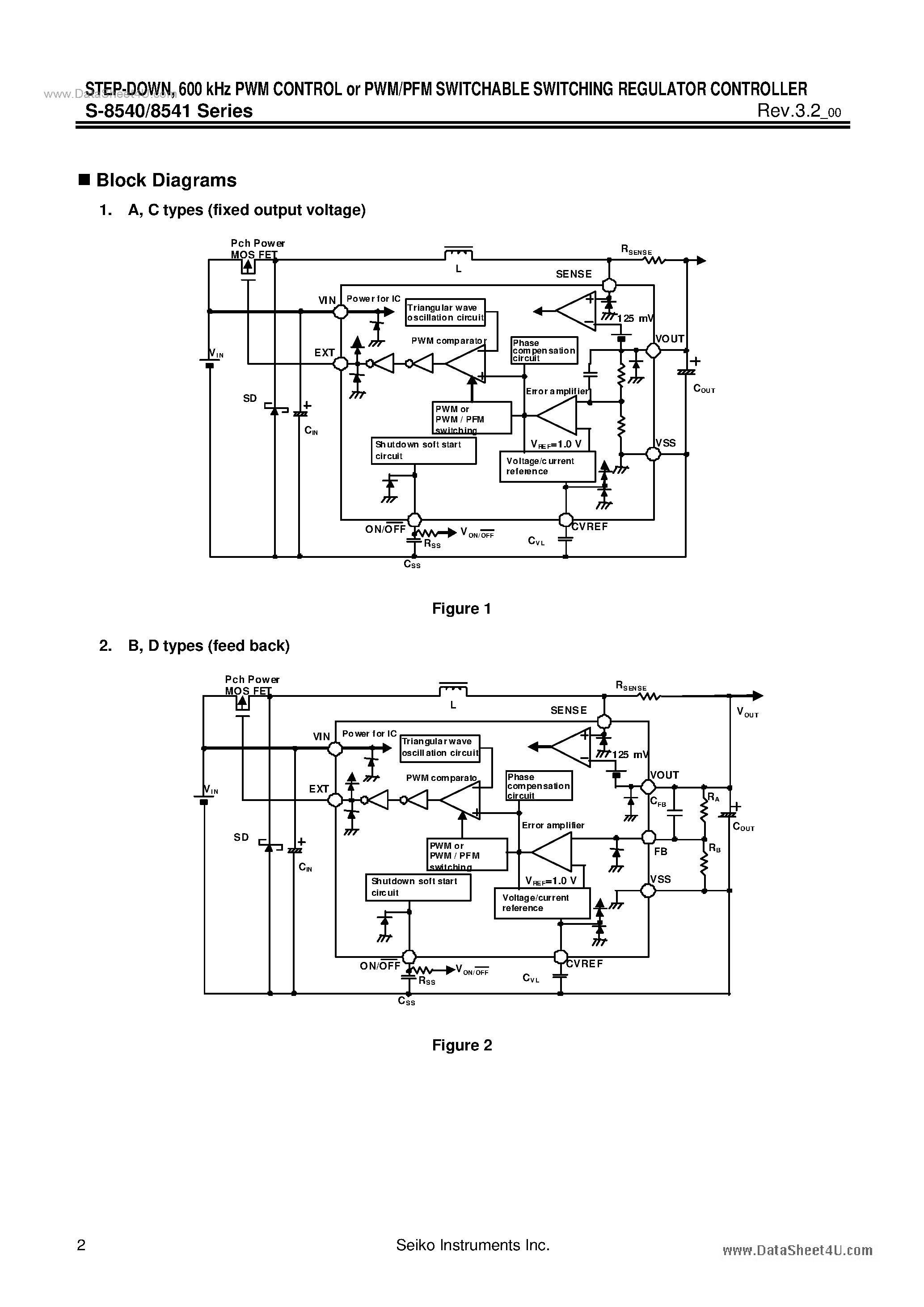 Datasheet S-8540 - (S-8540 / S-8541) 600 kHz PWM CONTROL or PWM/PFM SWITCHABLE SWITCHING REGULATOR CONTROLLER page 2