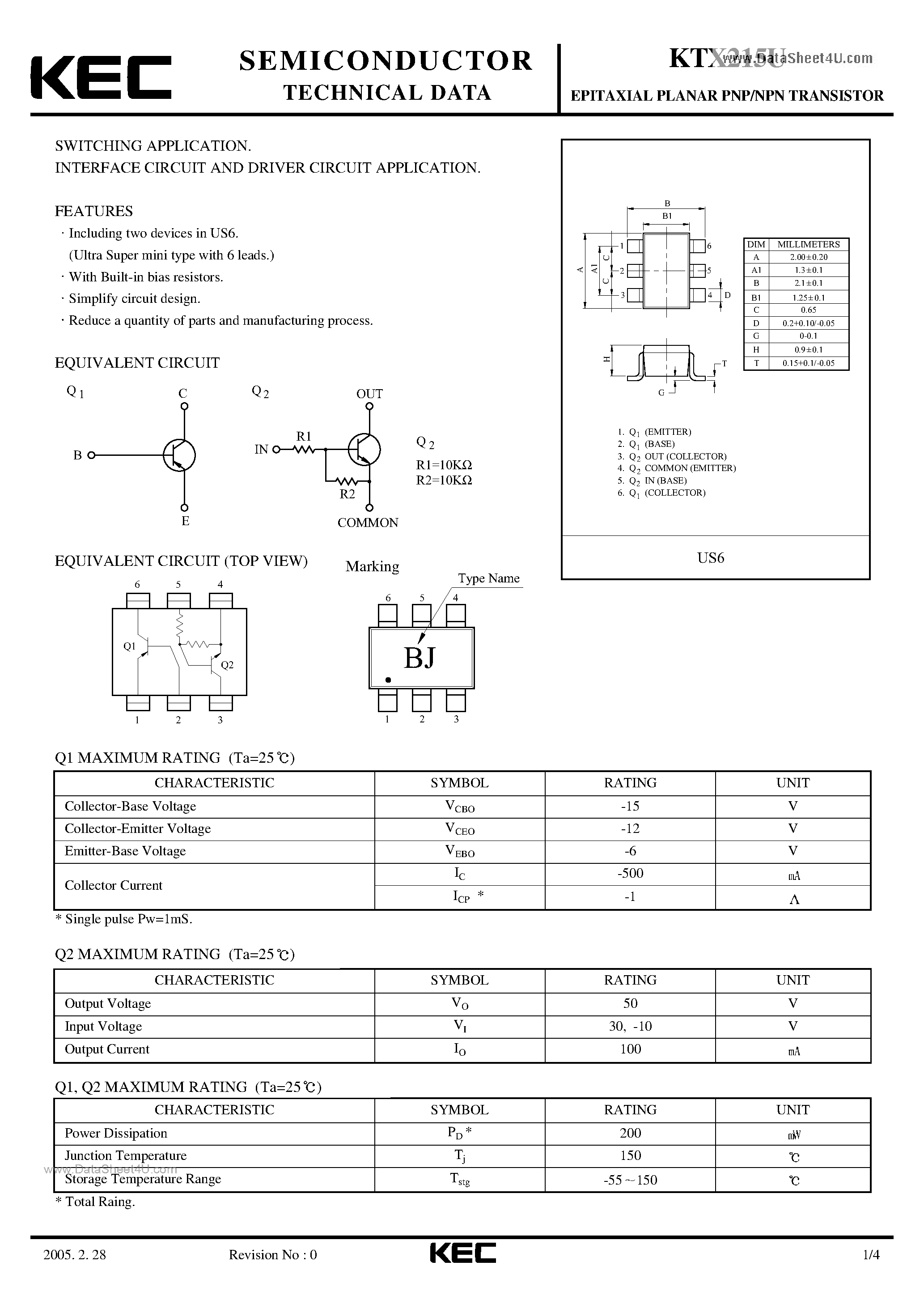 Datasheet KTX215U - Transistors page 1
