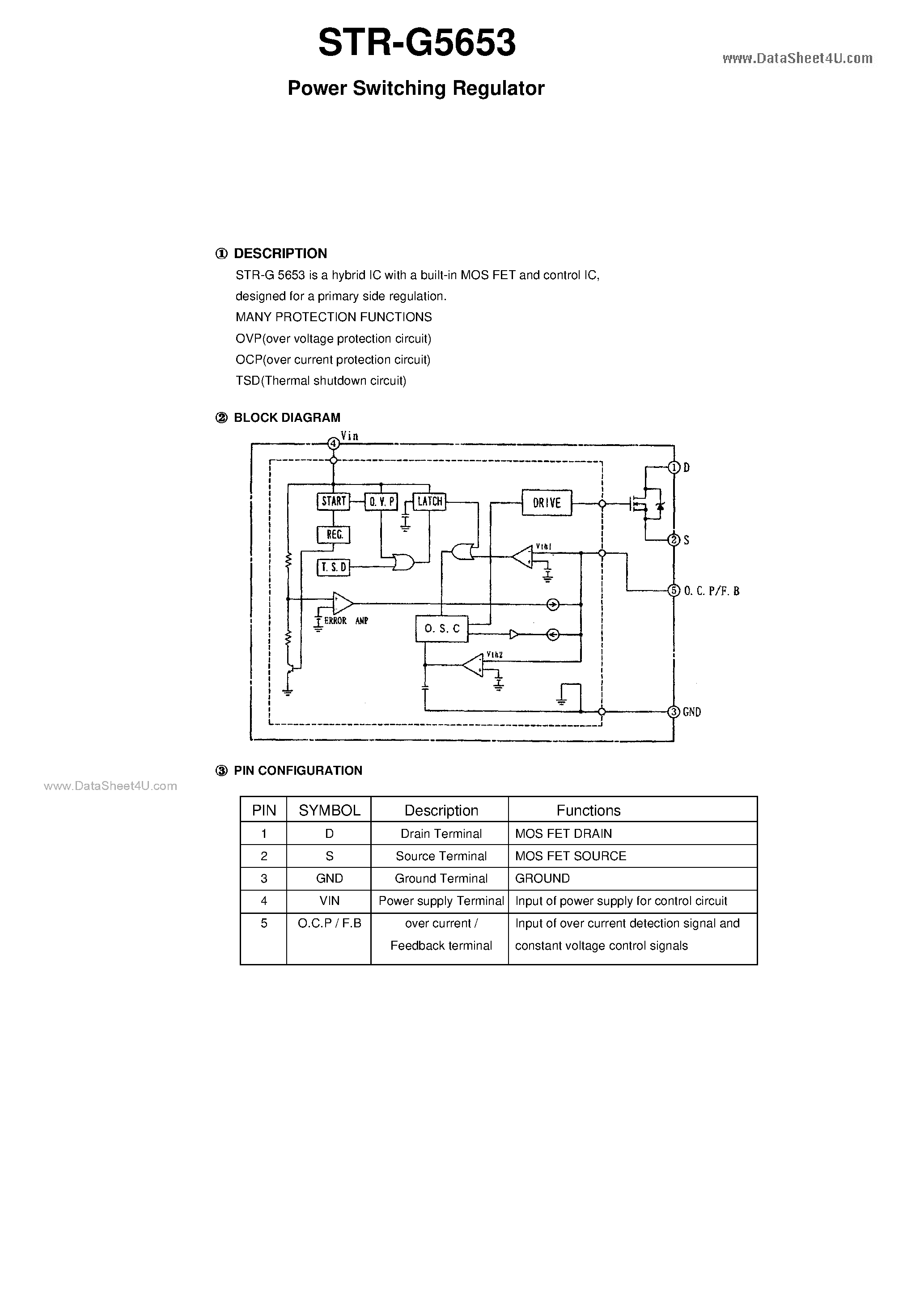 Datasheet STRG5653 - Power Switching Regulator page 1