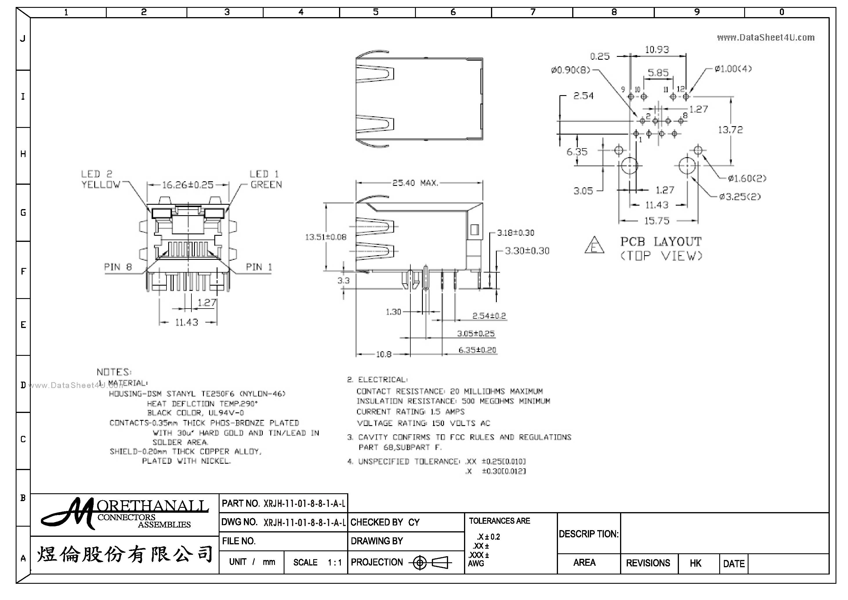 Datasheet XRJH-11-01-8-8-1-A-L - Connector page 1